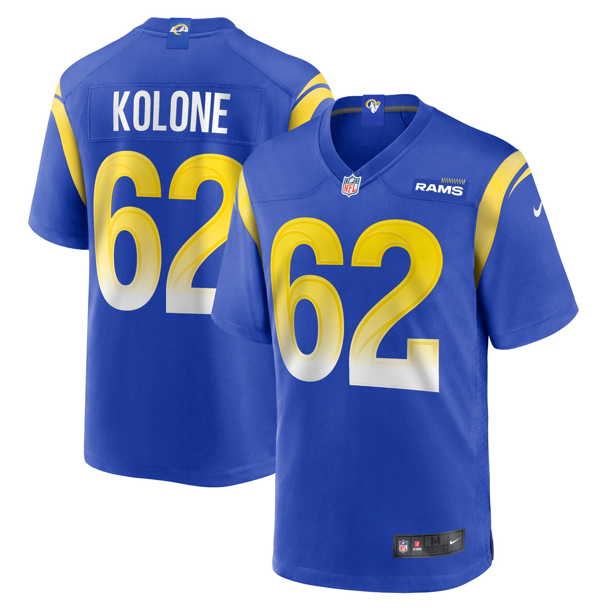 Jeremiah Kolone Los Angeles Rams  Game Player Jersey - Royal