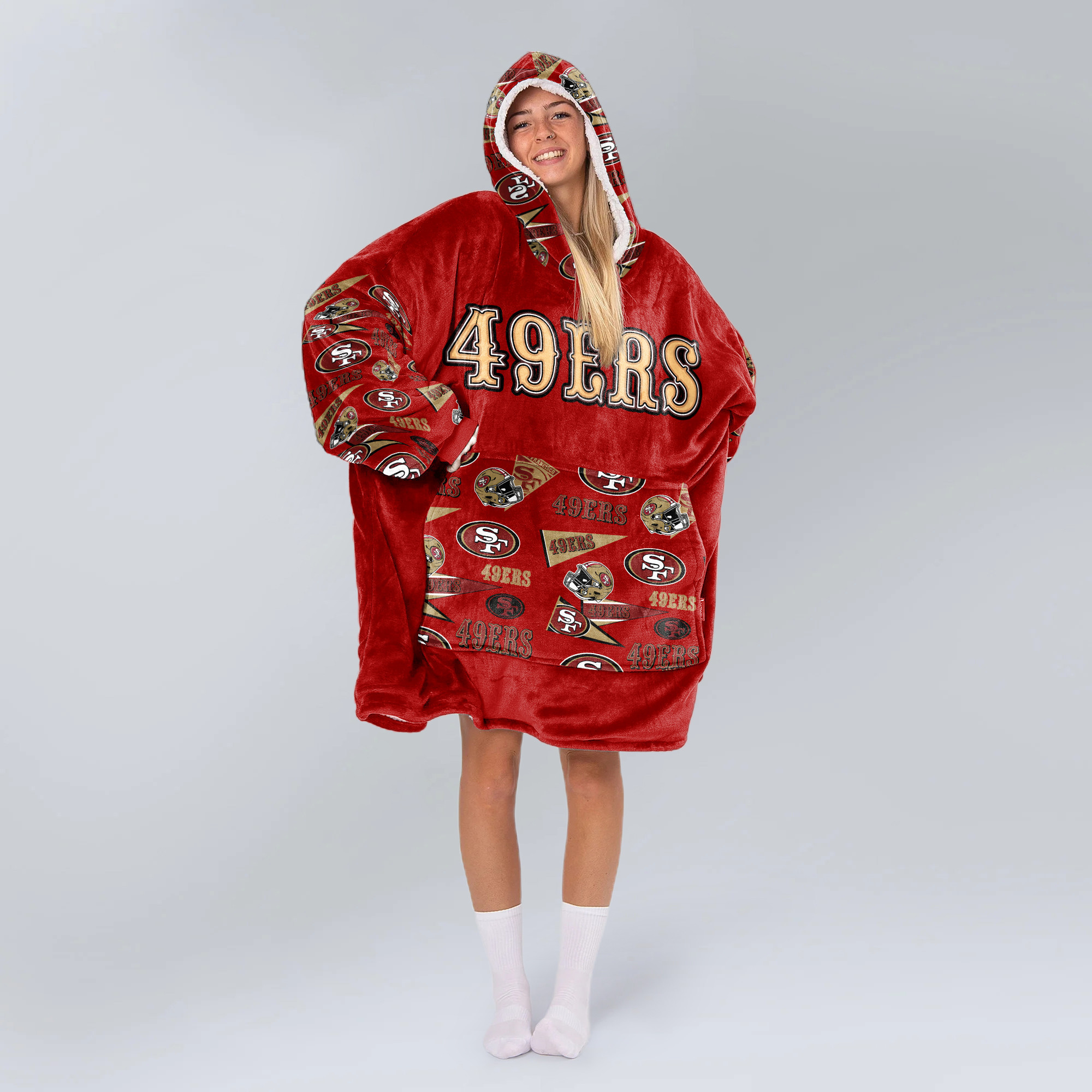 Adult San Francisco 49ers Football Unisex Blanket Hoodie