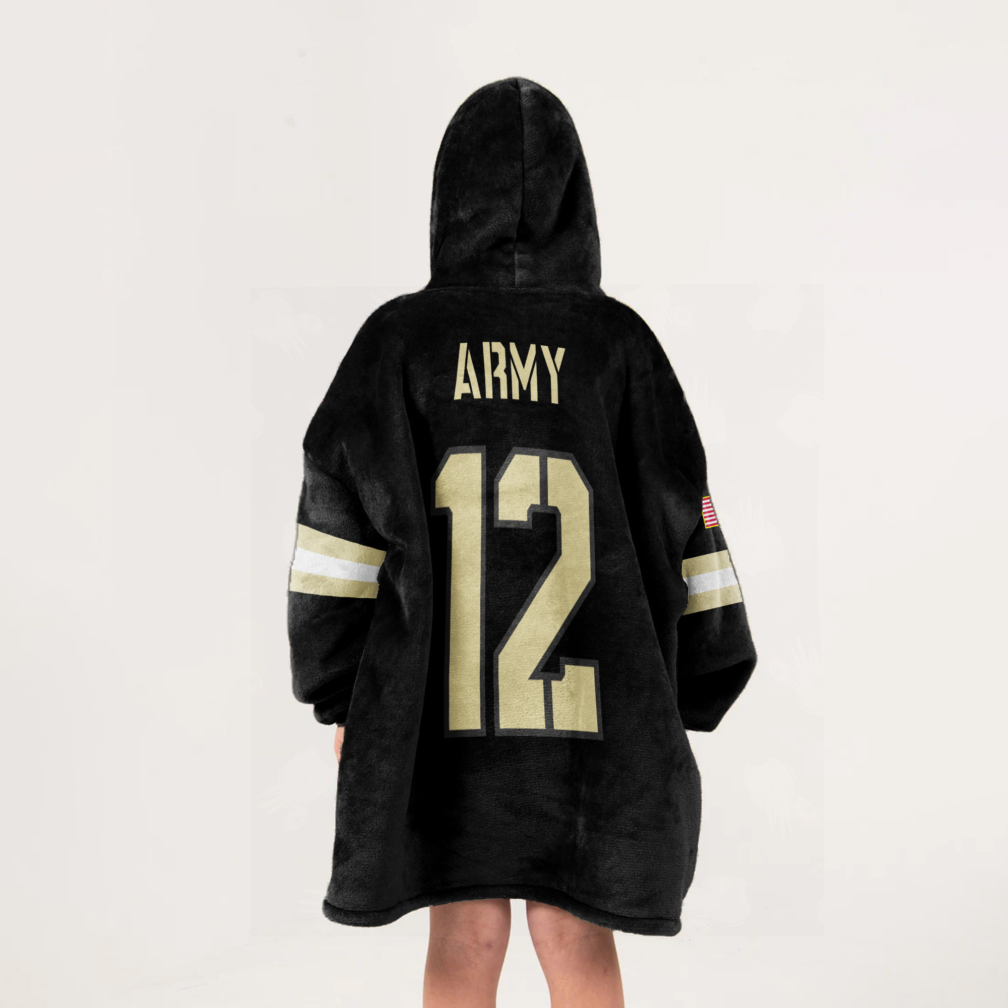 Adult #12 Army Football Unisex Blanket Hoodie