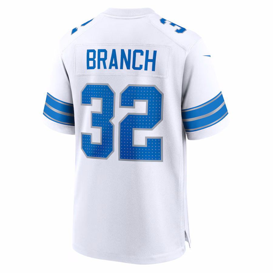 Men's Brian Branch #32 White Detroit Lions White Game Jersey