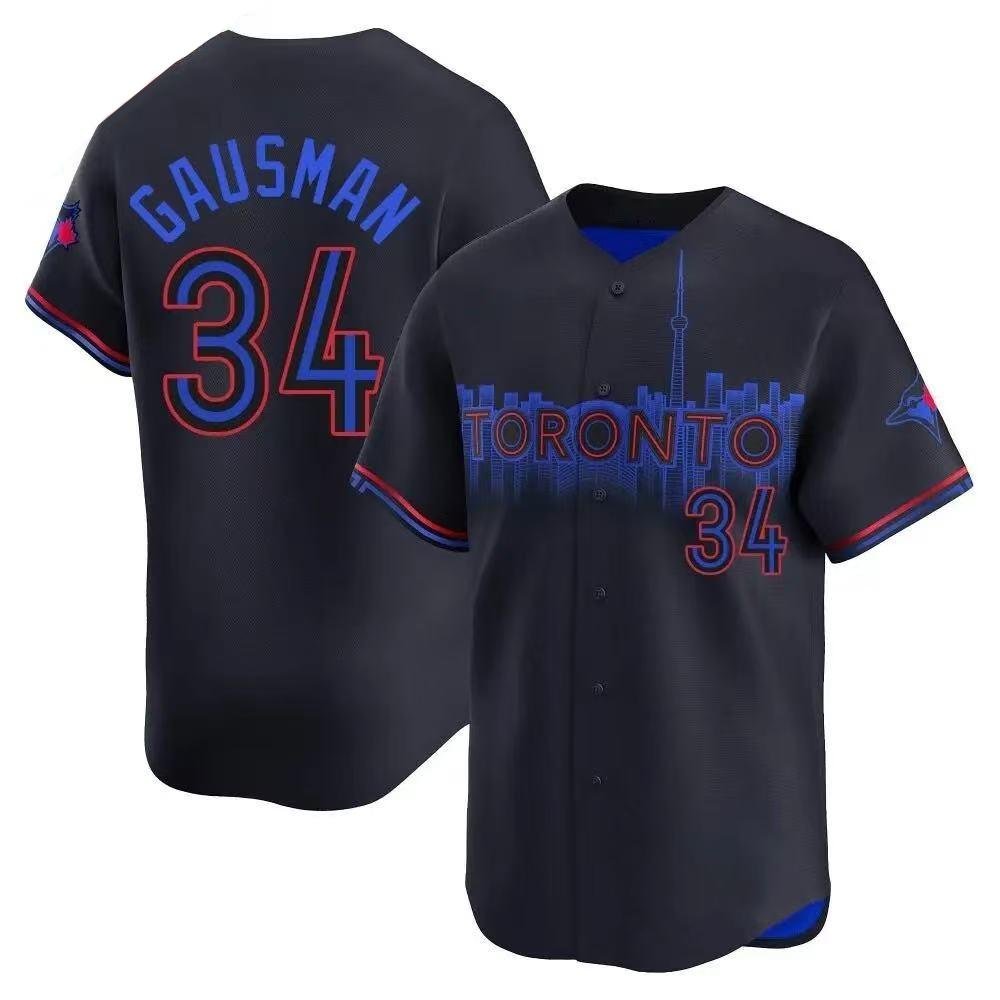 Men's #34 Kevin Gausman Toronto Blue Jays  2024 City Connect Navy Jersey