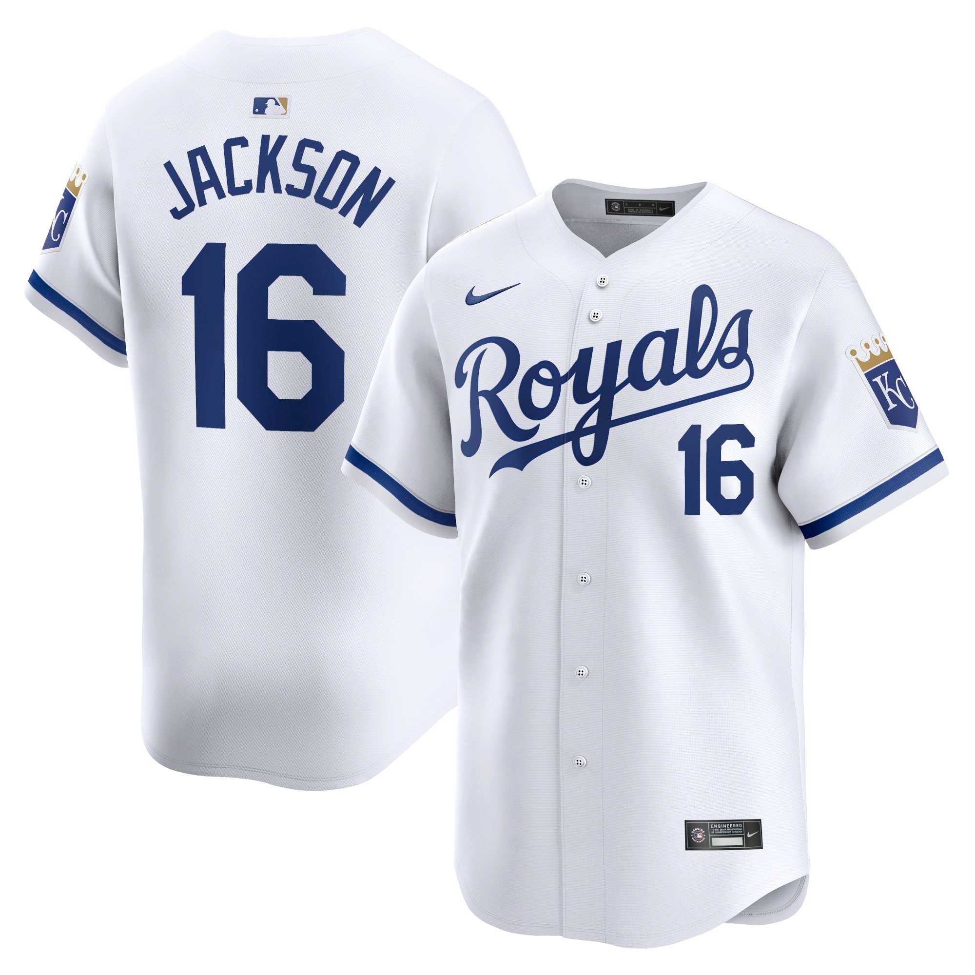 Men's Kansas City Royals #16 Bo Jackson  White Home Limited Player Jersey