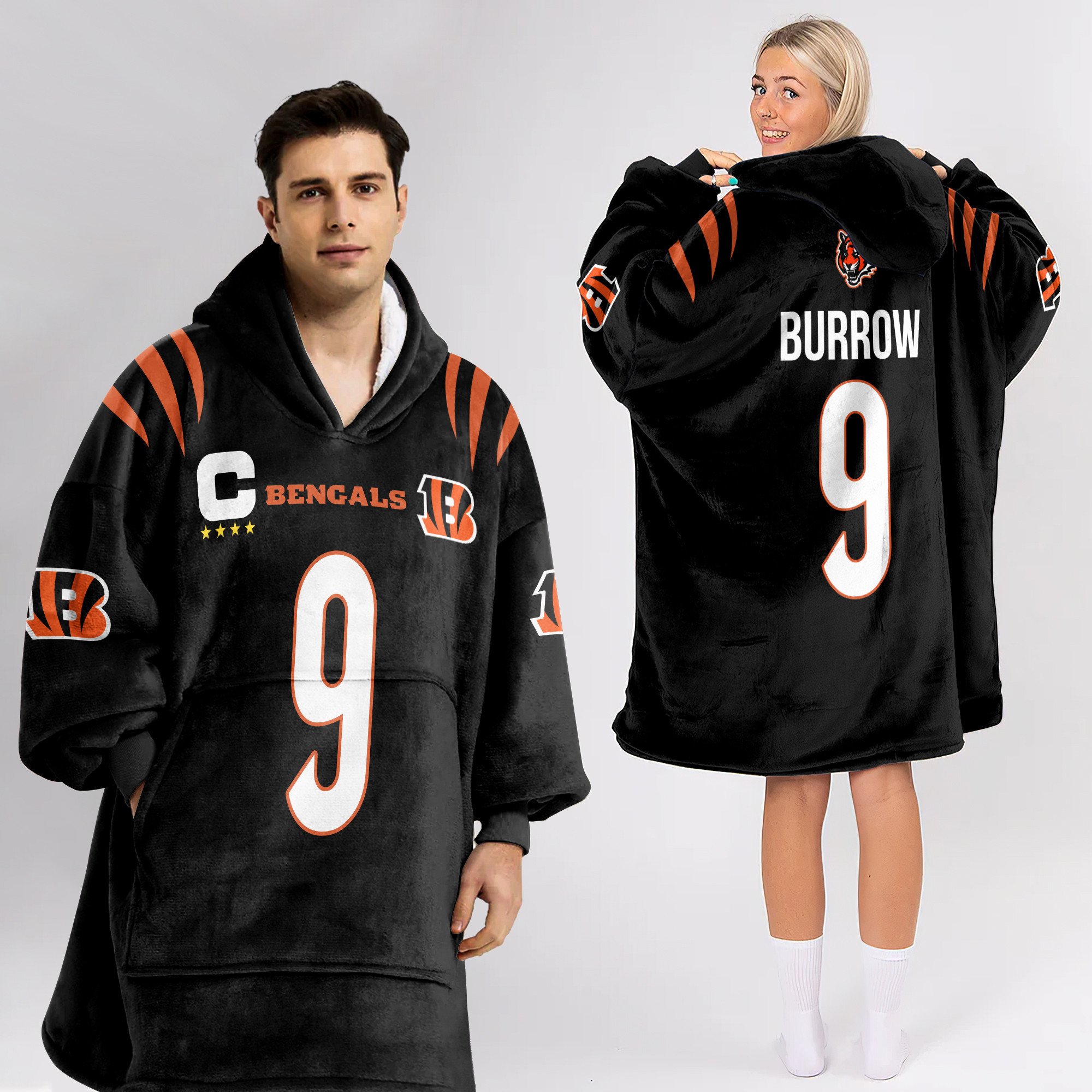 Adult Captain J.B 9 Cincinnati Football Unisex Blanket Hoodie