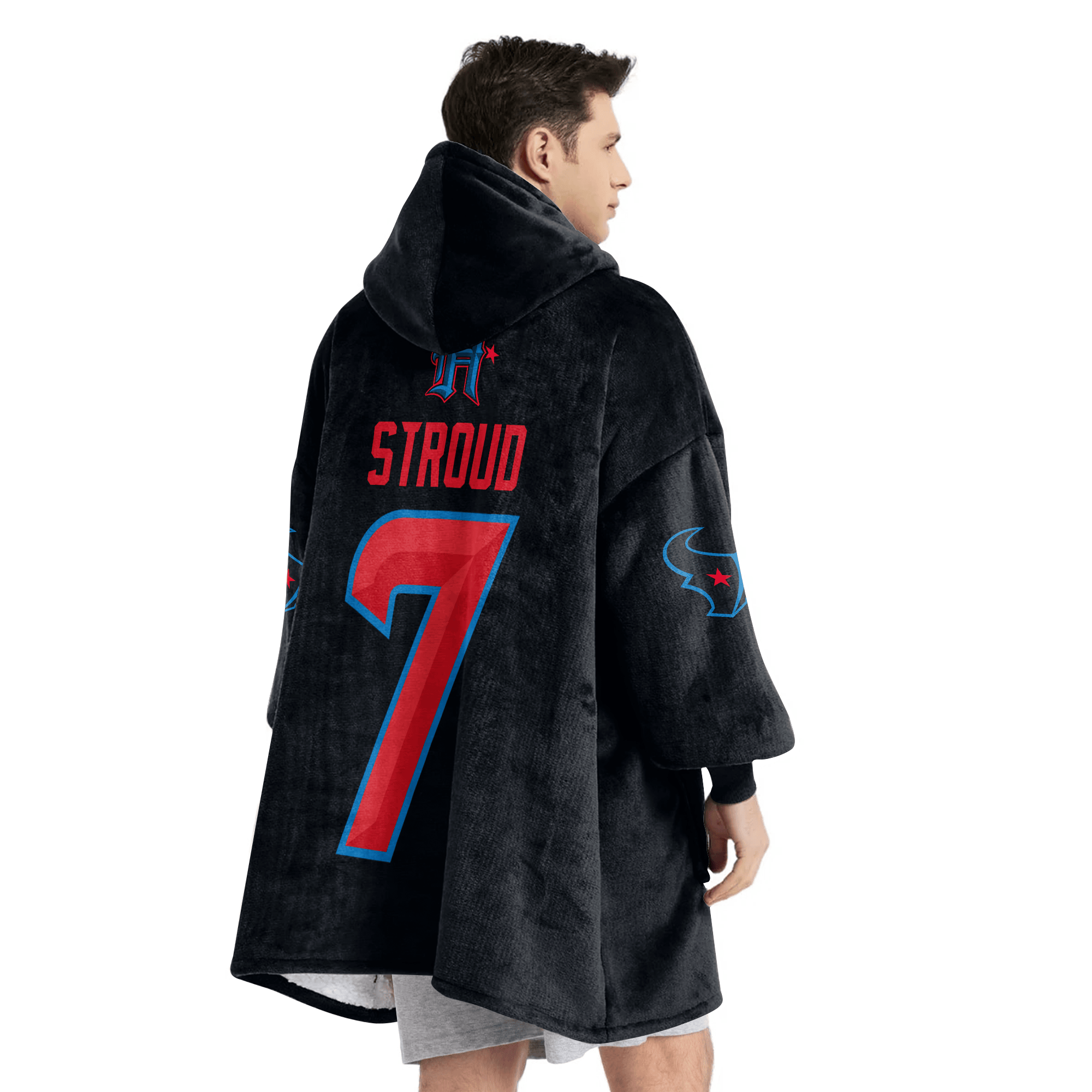 Adult C.J.S 7 Houston Football Unisex Blanket Hoodie