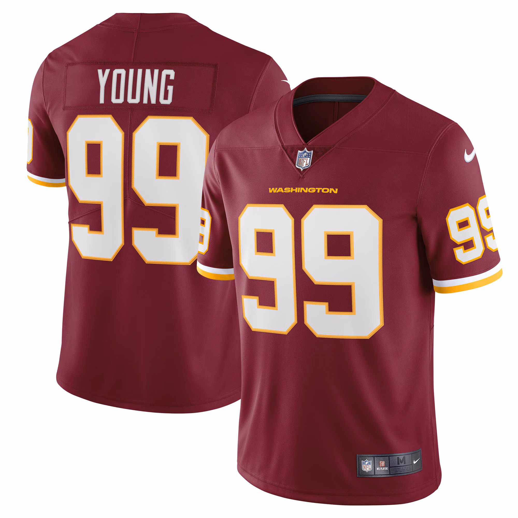 Chase Young Washington Football Team Vapor Limited Jersey - Burgundy