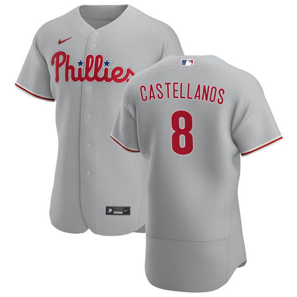 Men's Philadelphia Phillies #8 Nick Castellanos 2022  Home Player Grey MLB Jersey