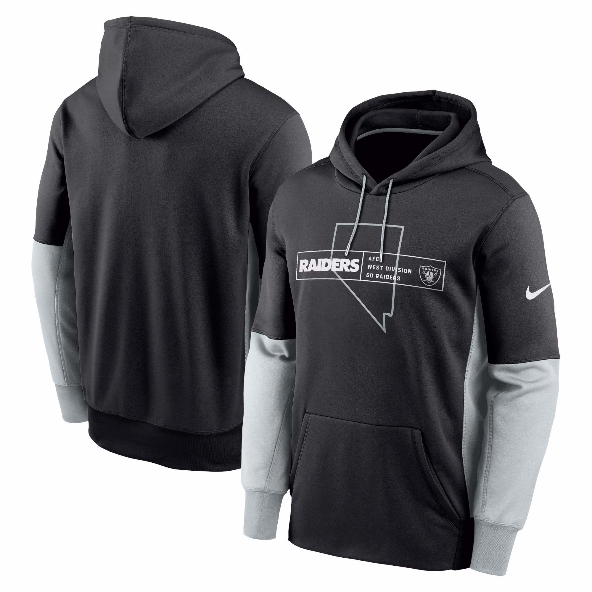 Las Vegas Raiders Color Block Fleece Performance Pullover Hoodie - Black