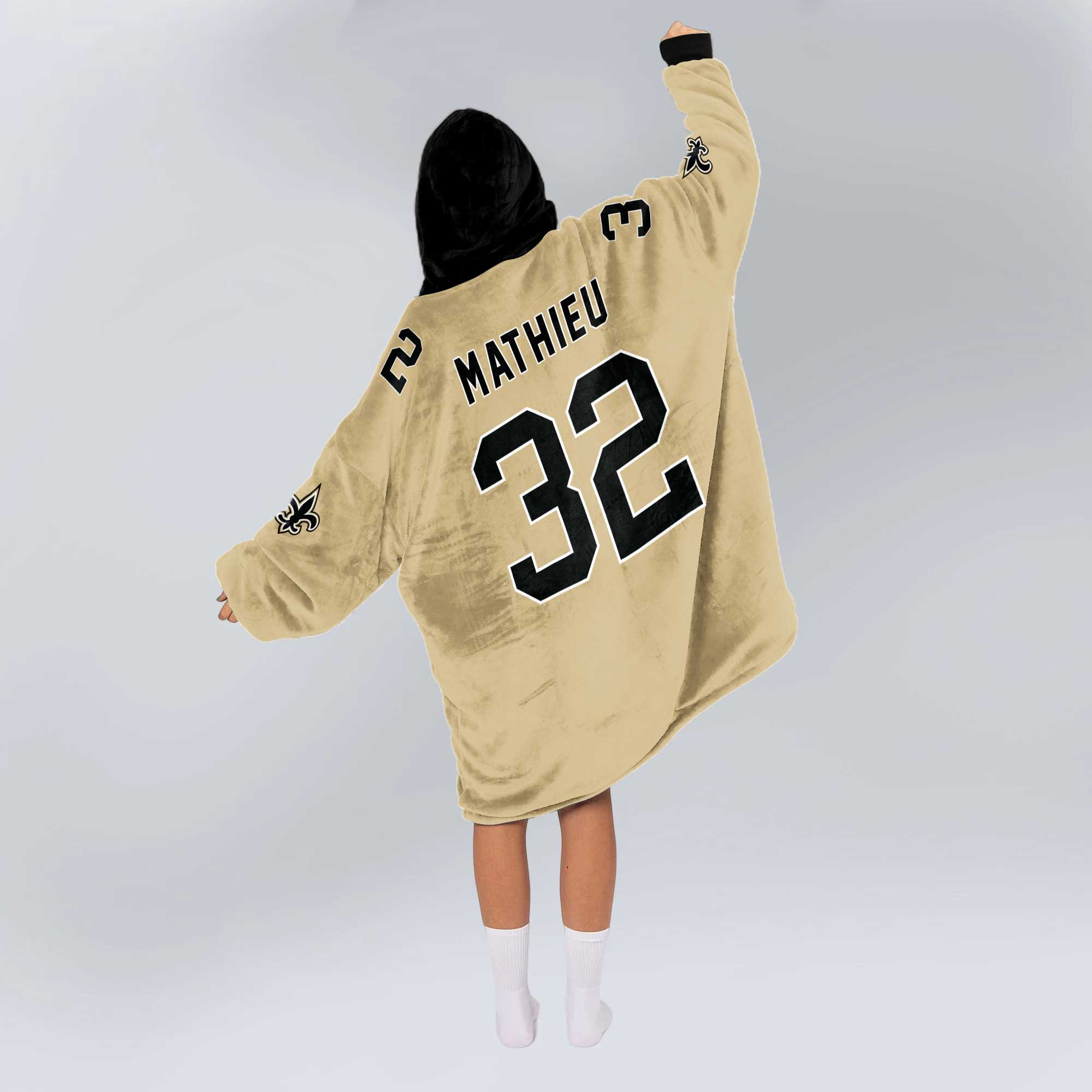 Adult T.M 32 New Orleans Football Unisex Blanket Hoodie