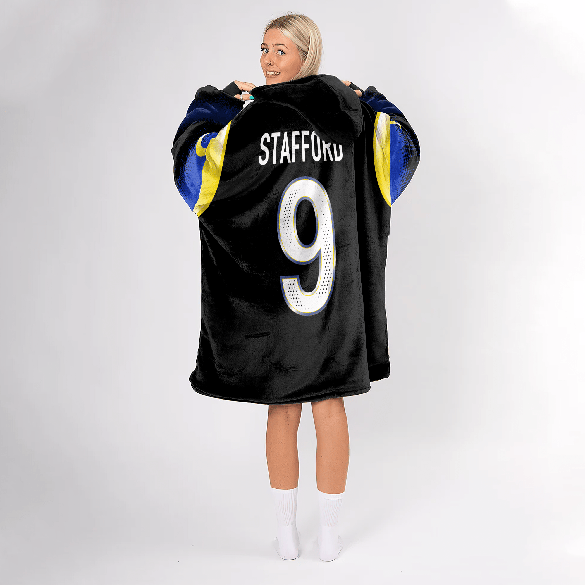 Adult M.S 9 Los Angeles R Football Unisex Blanket Hoodie