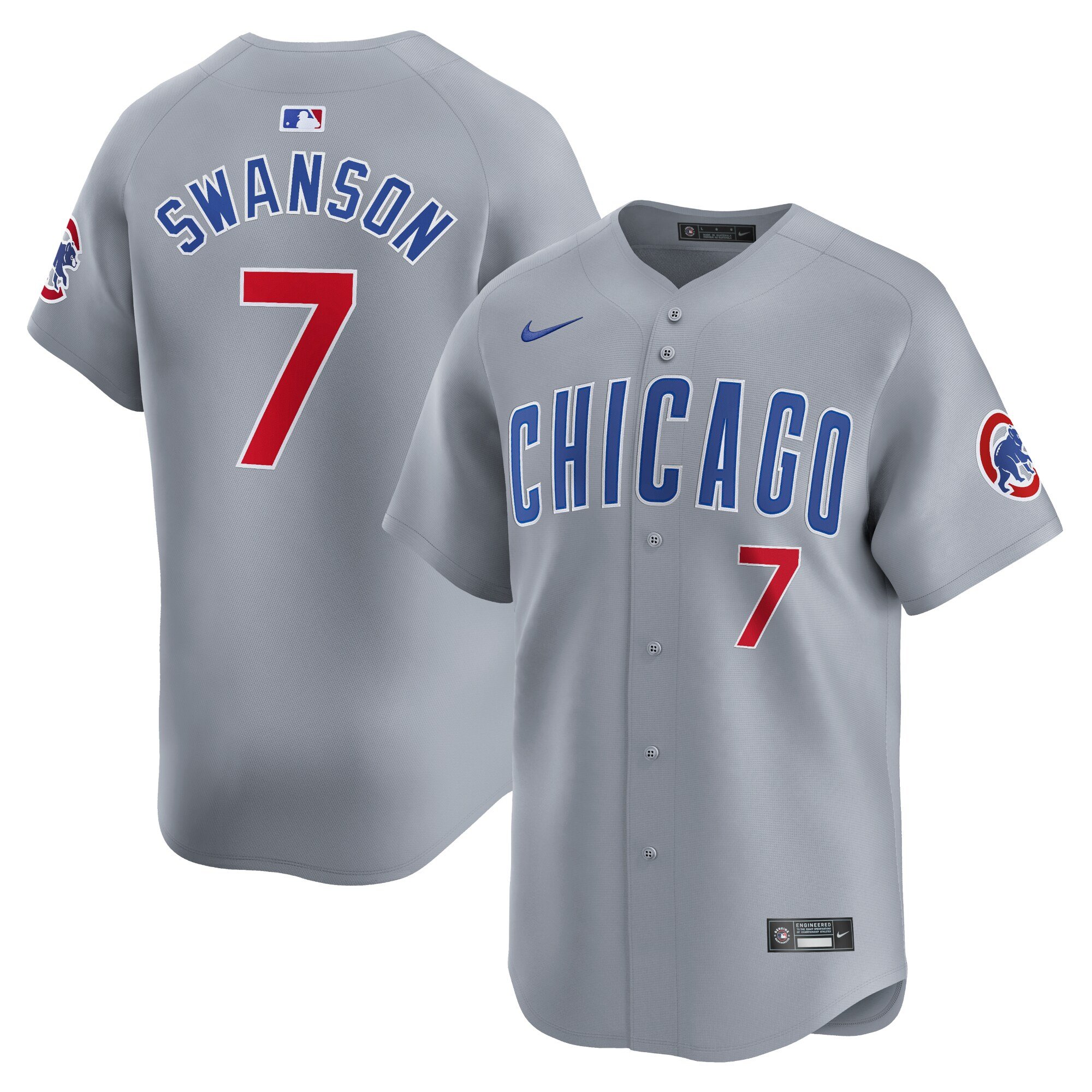 Men's Chicago Cubs Dansby Swanson  Gray Road Limited Player Jersey