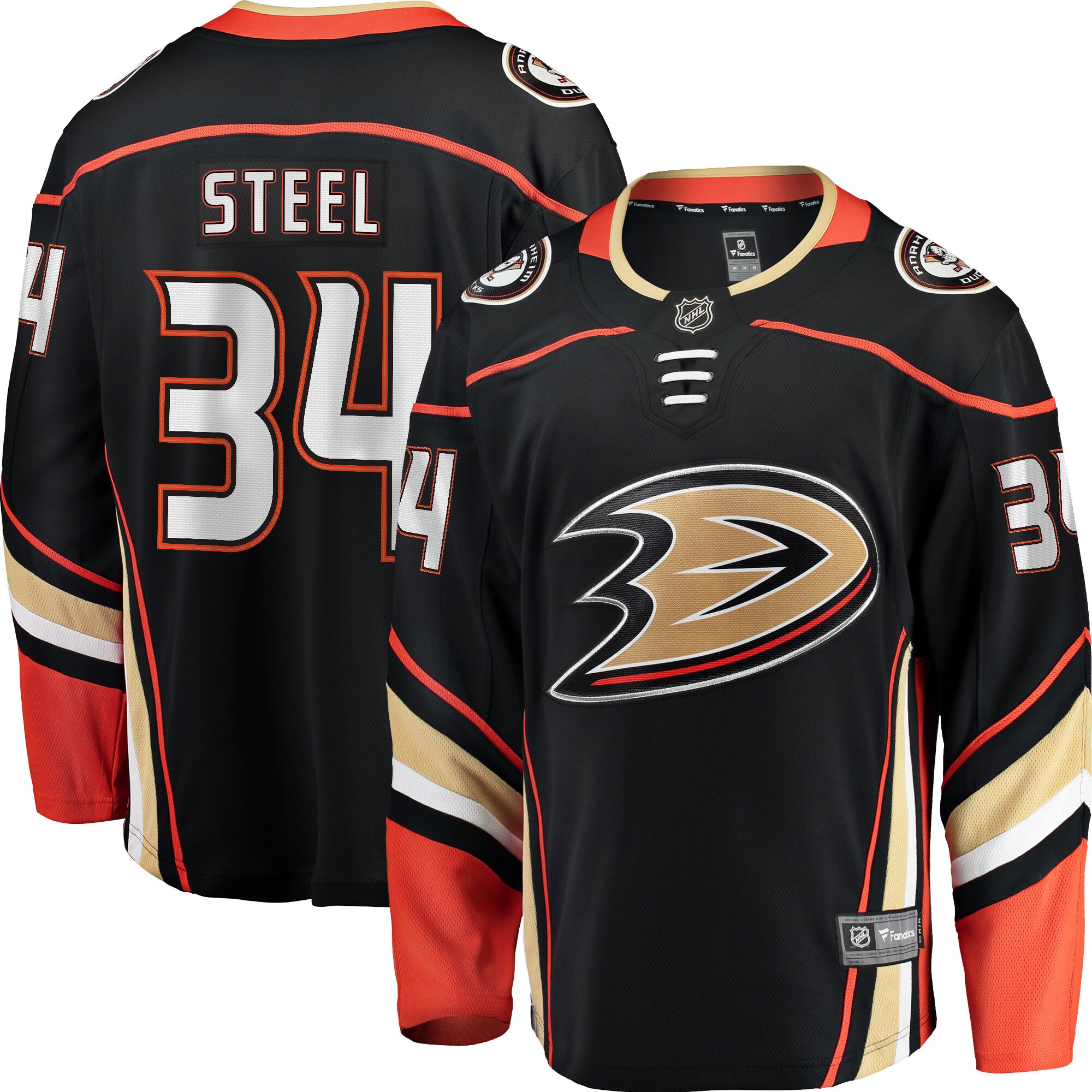 Sam Steel Anaheim Ducks Team Color Breakaway Player Jersey - Black