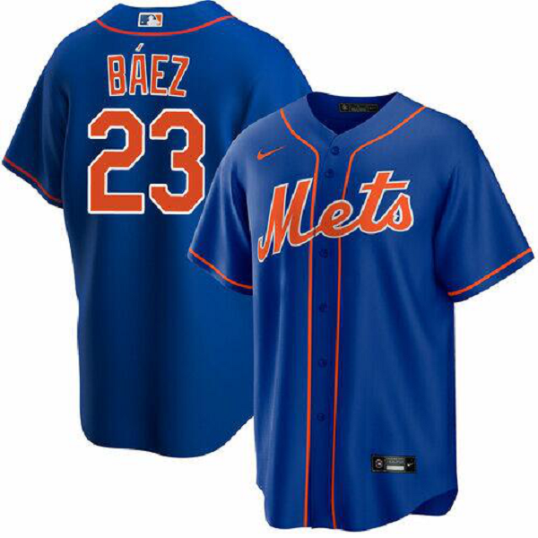 Men's New York Mets #23 Javier Baez Blue Stitched MLB Cool Base  Jersey