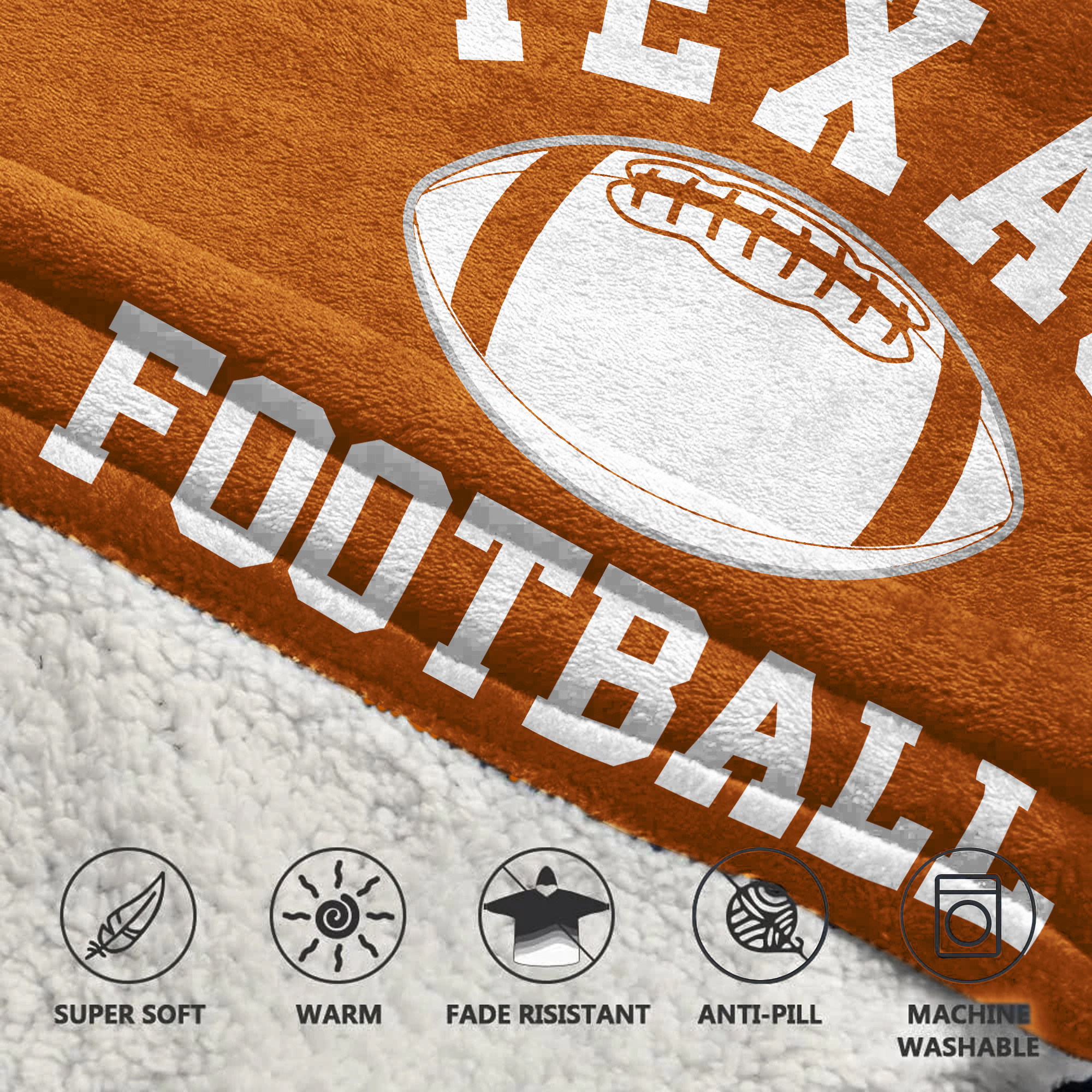 Adult Texas Longhorns Football Unisex Blanket Hoodie