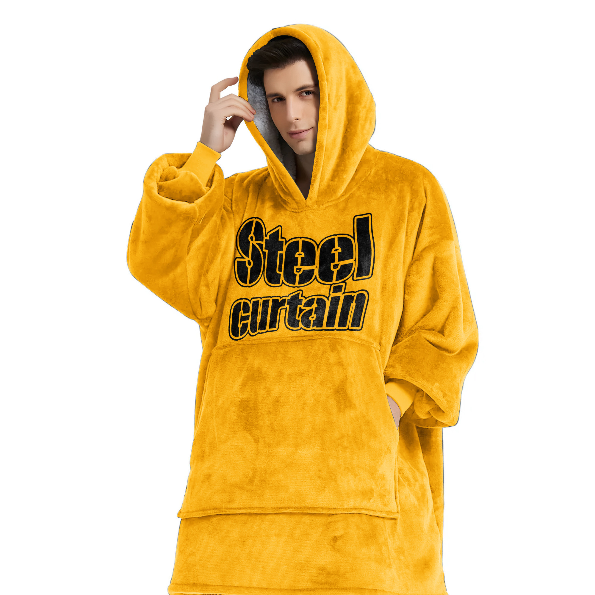 Adult Steel Curtain Pittsburgh Football Unisex Blanket Hoodie