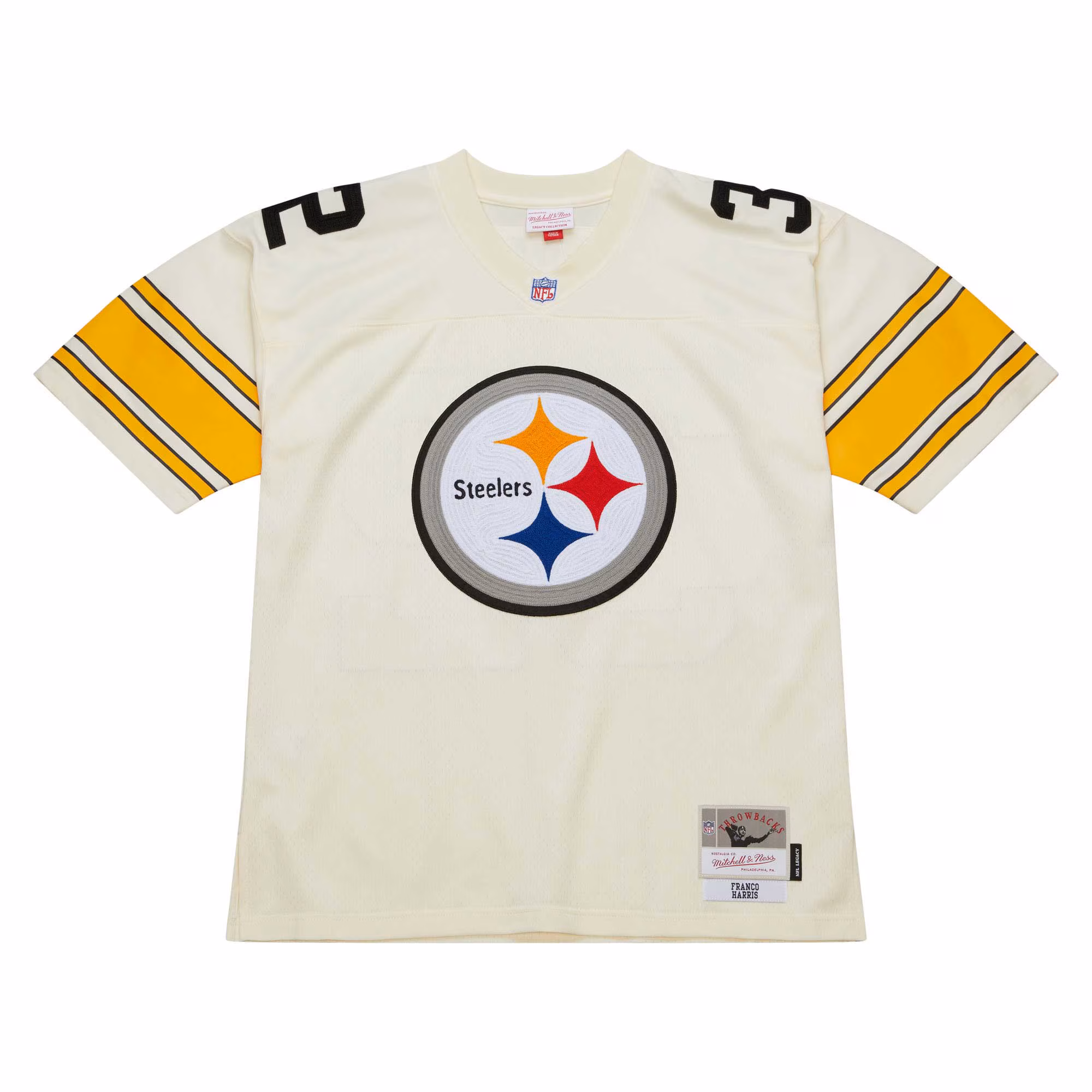 Franco Harris Pittsburgh Steelers Chainstitch Legacy Jersey - Cream