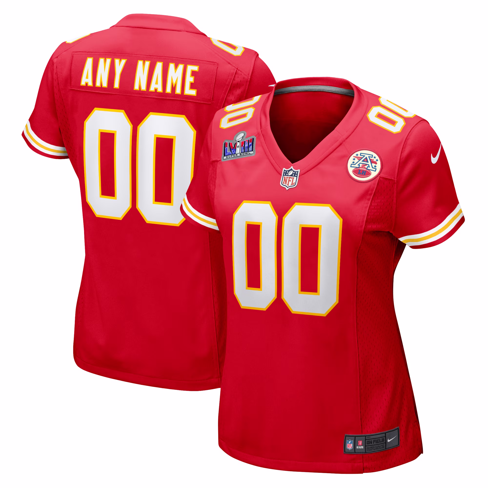 Kansas City Chiefs  Women's 2023 Super Bowl LVIII Patch Custom Game Jersey - Red