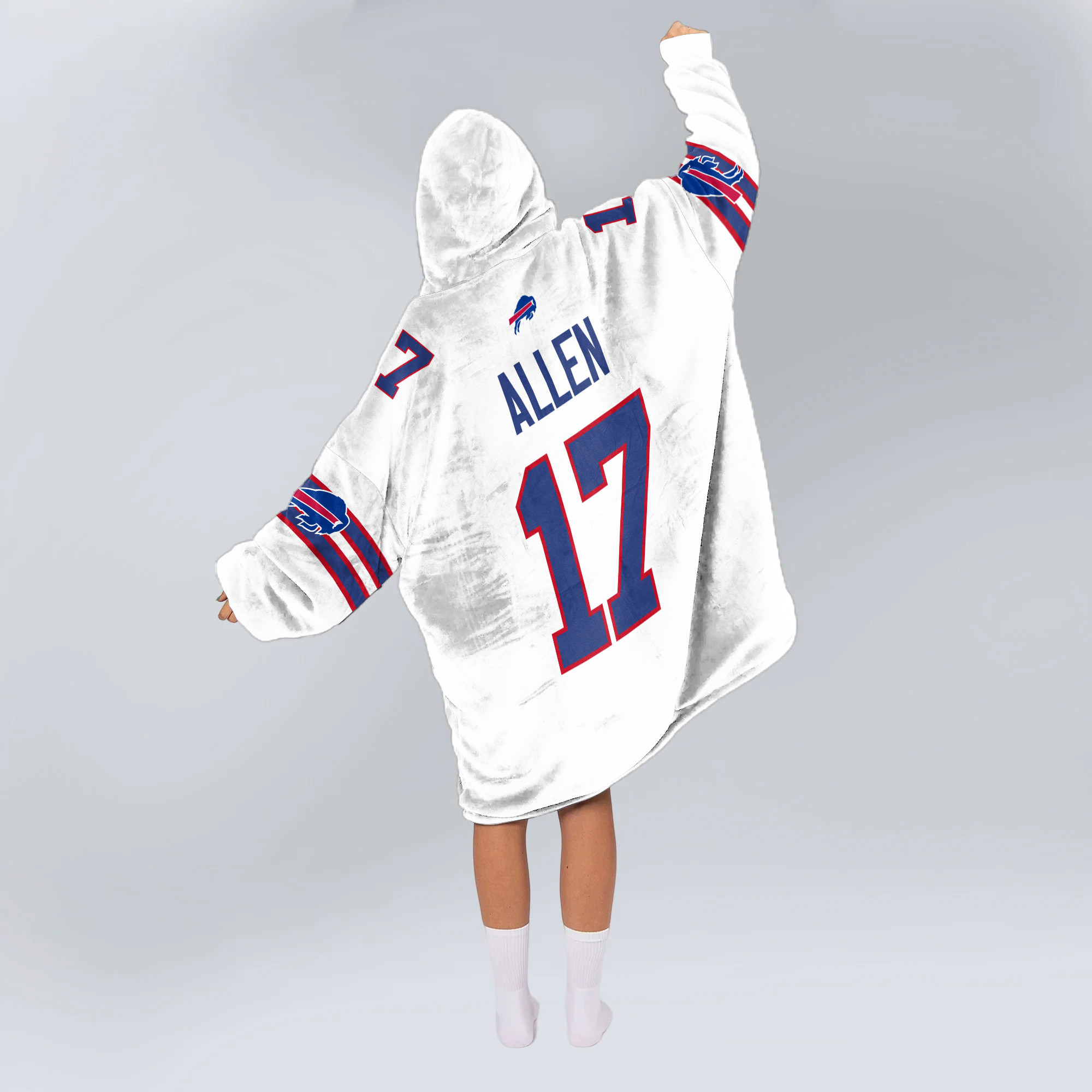 Adult 17 Buffalo Football Unisex Blanket Hoodie