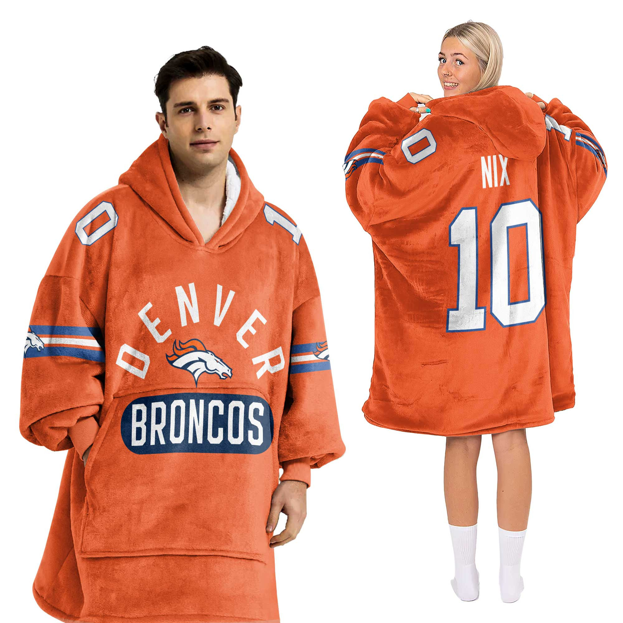 Adult 10 Denver Football Unisex Blanket Hoodie