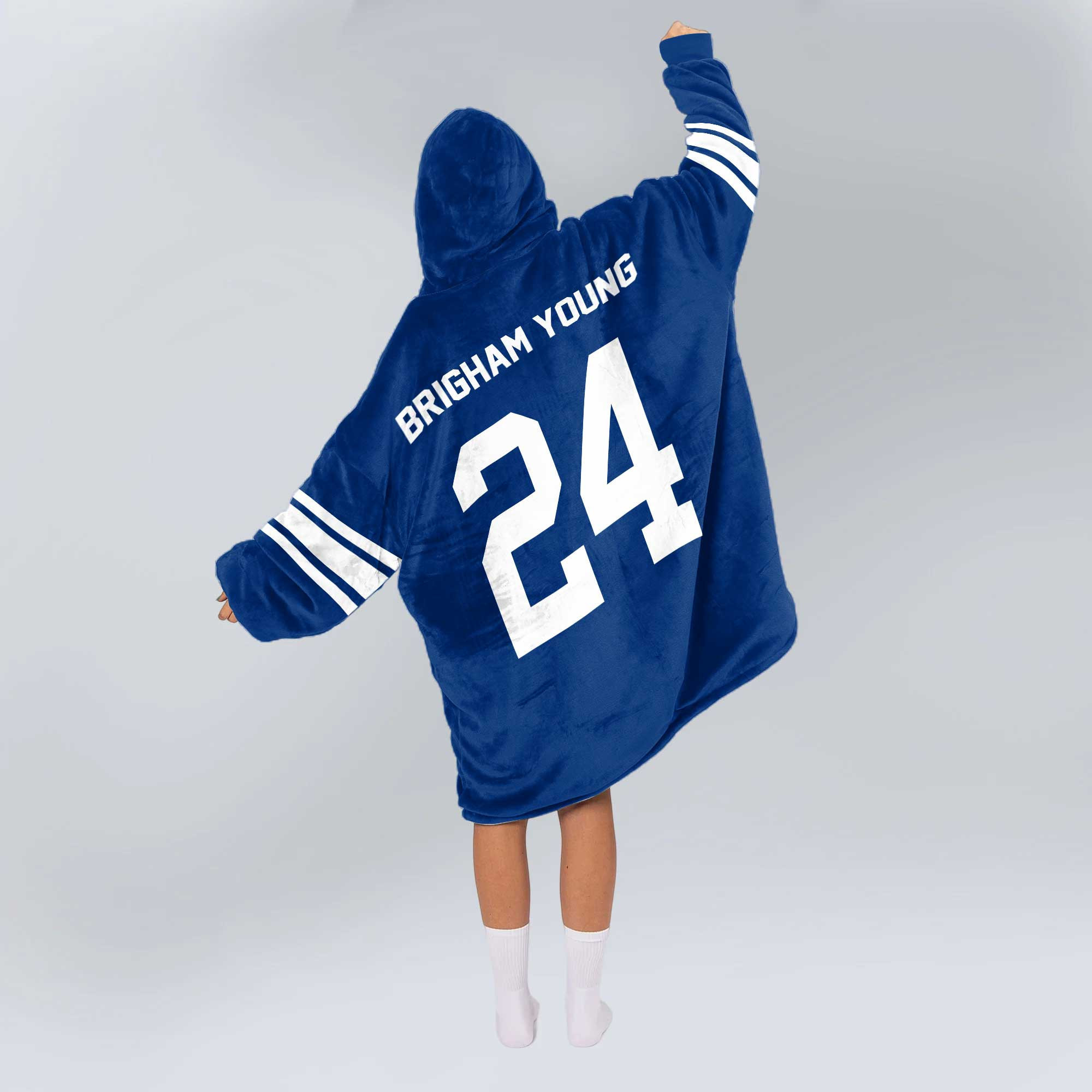 Adult #24 BYU Cougars Football Unisex Blanket Hoodie