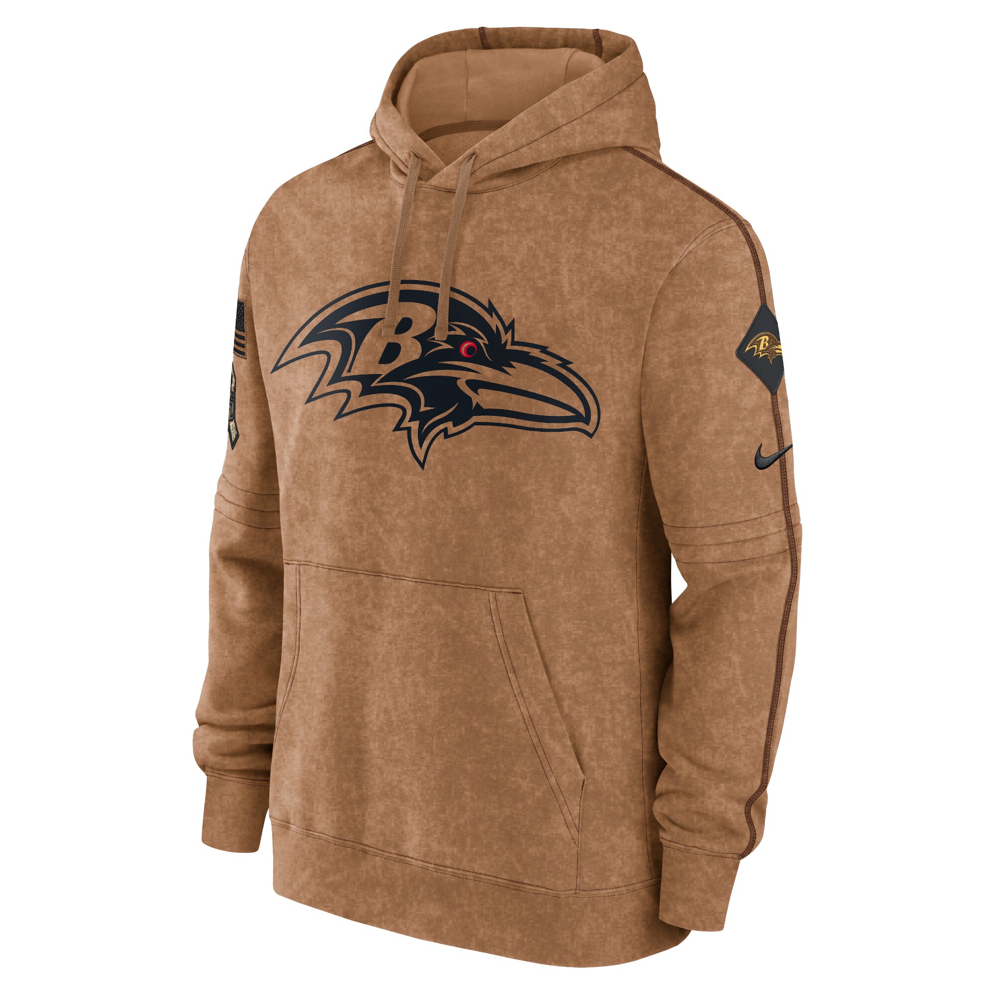 Baltimore Ravens  2023 Salute To Service Club Pullover Hoodie - Brown