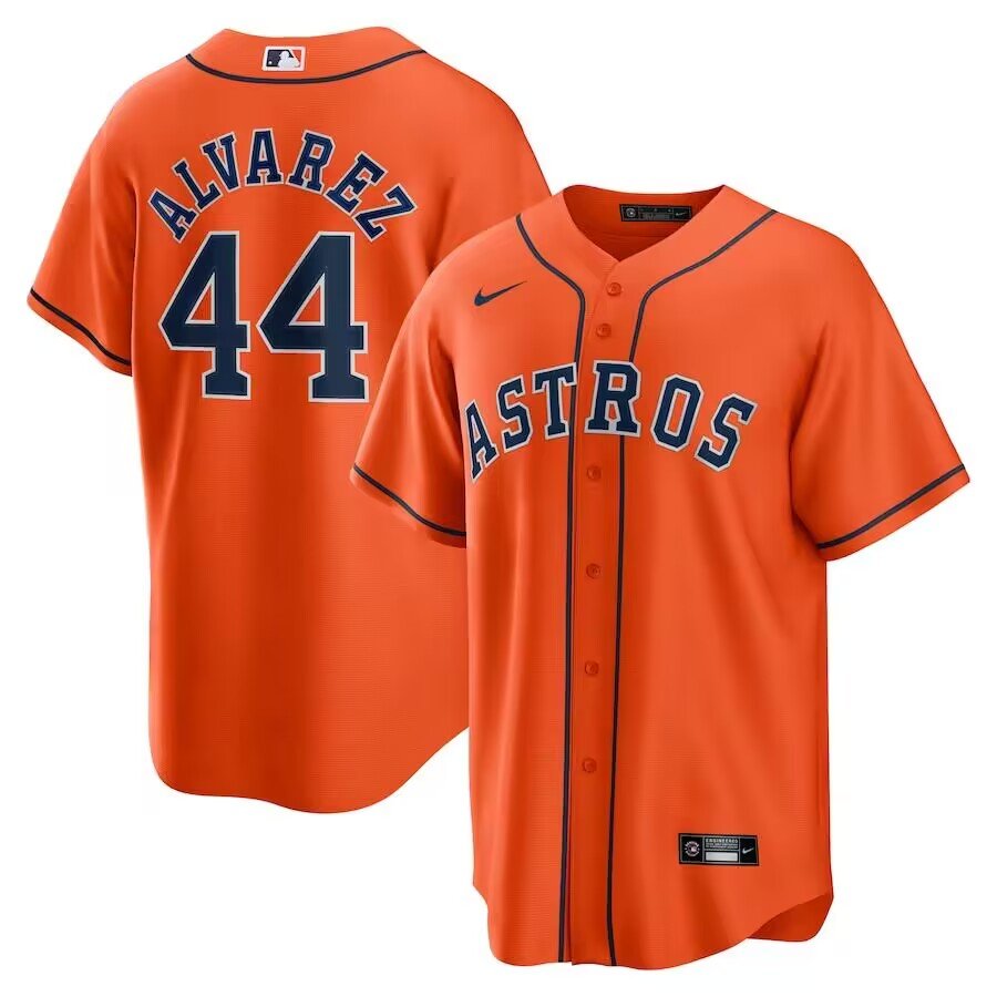 Men's #44 Yordan Alvarez Houston Astros  Alternate Replica Player Orange Jersey