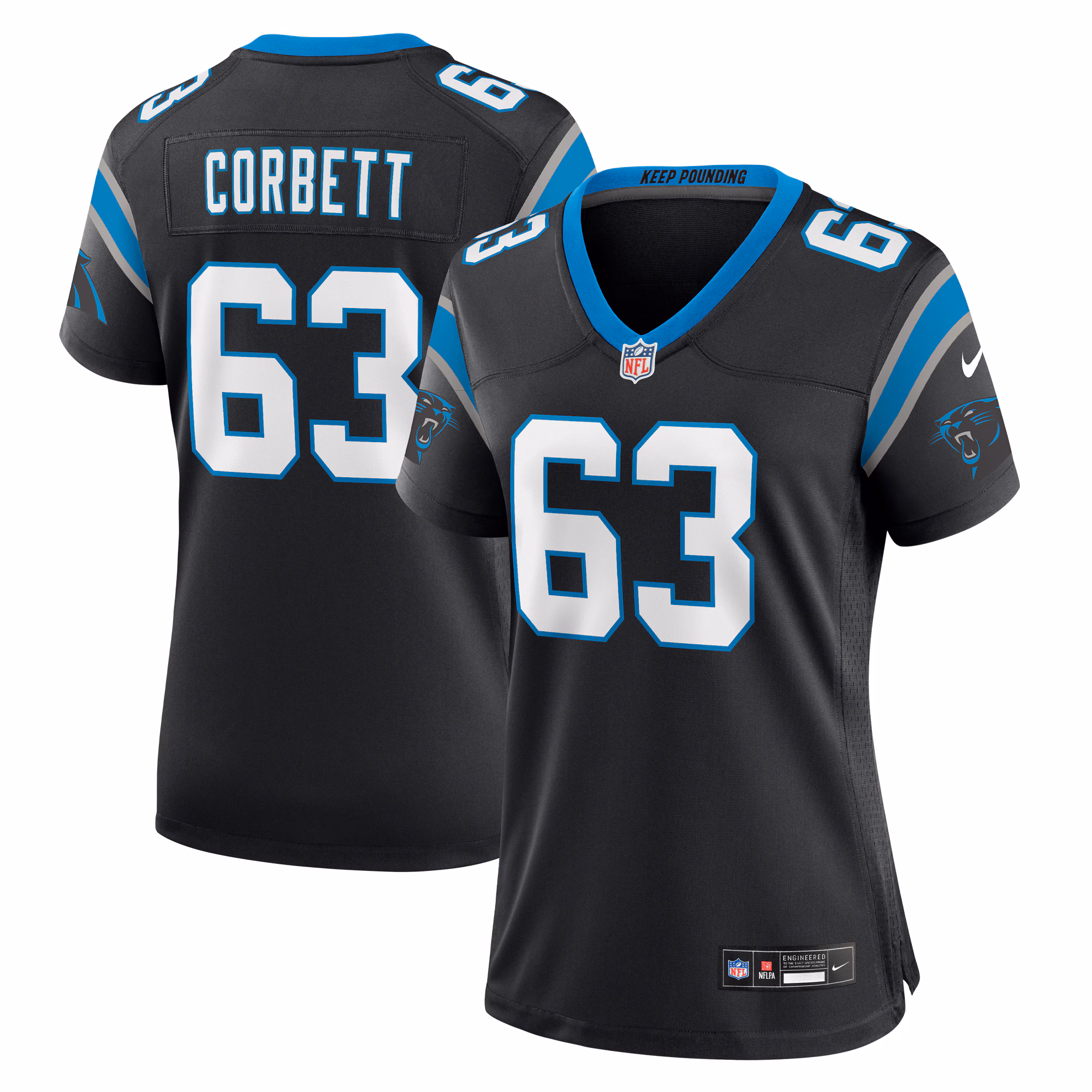 Austin Corbett Carolina Panthers Women's Team Game Jersey - Black