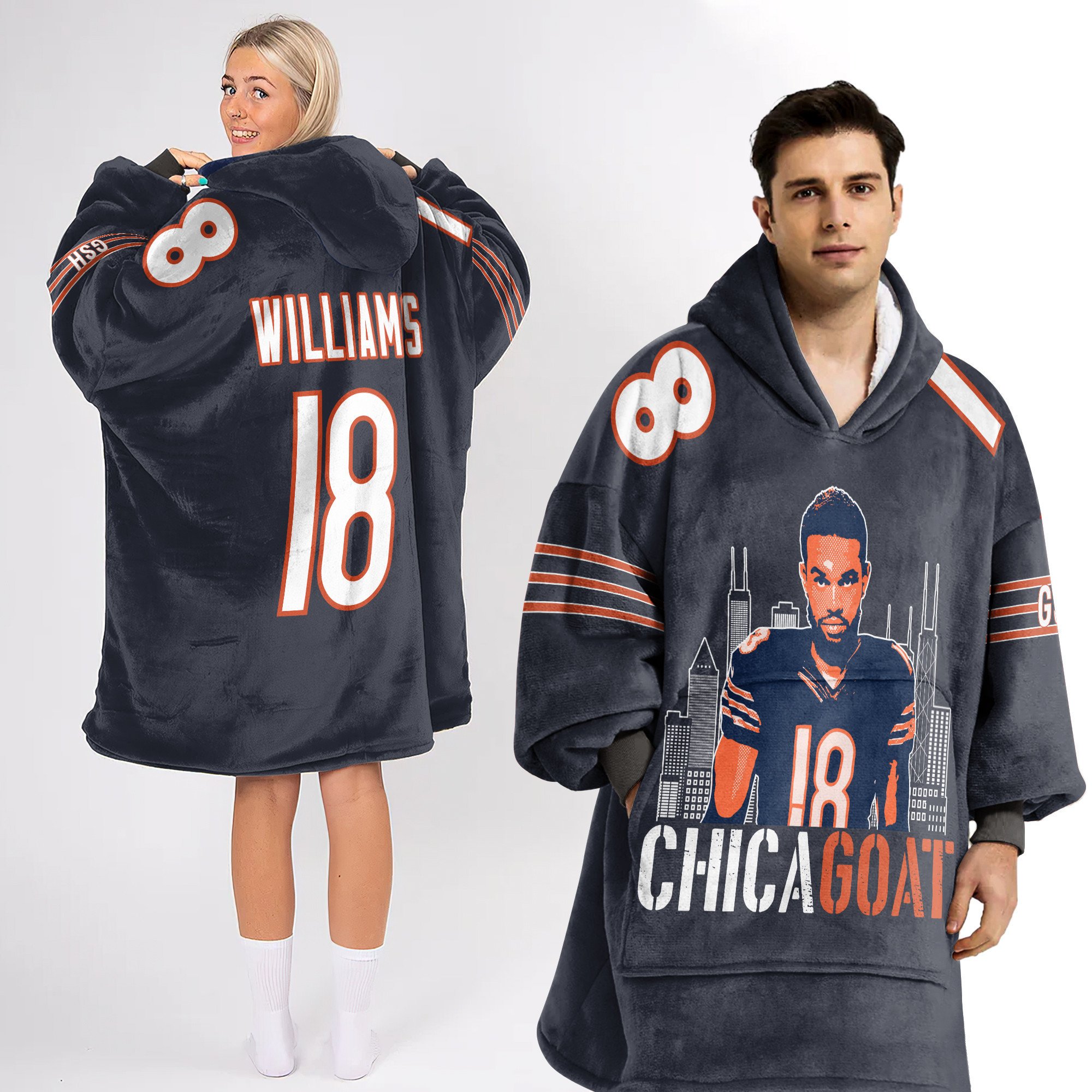 Adult Chicagoat CW 18 Chicago Football Unisex Blanket Hoodie