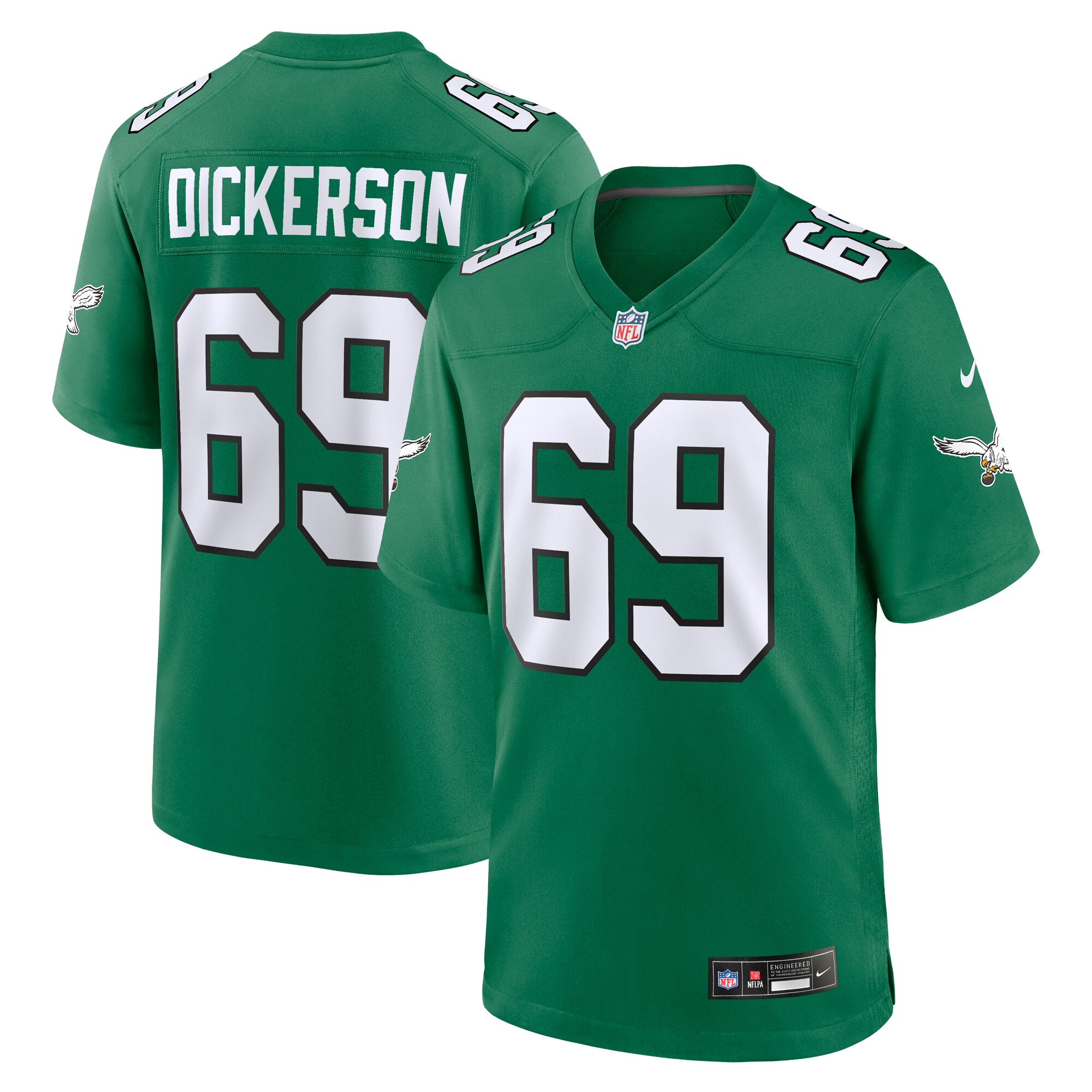 Landon Dickerson #69 Philadelphia Eagles Alternate Game Jersey - Kelly Green