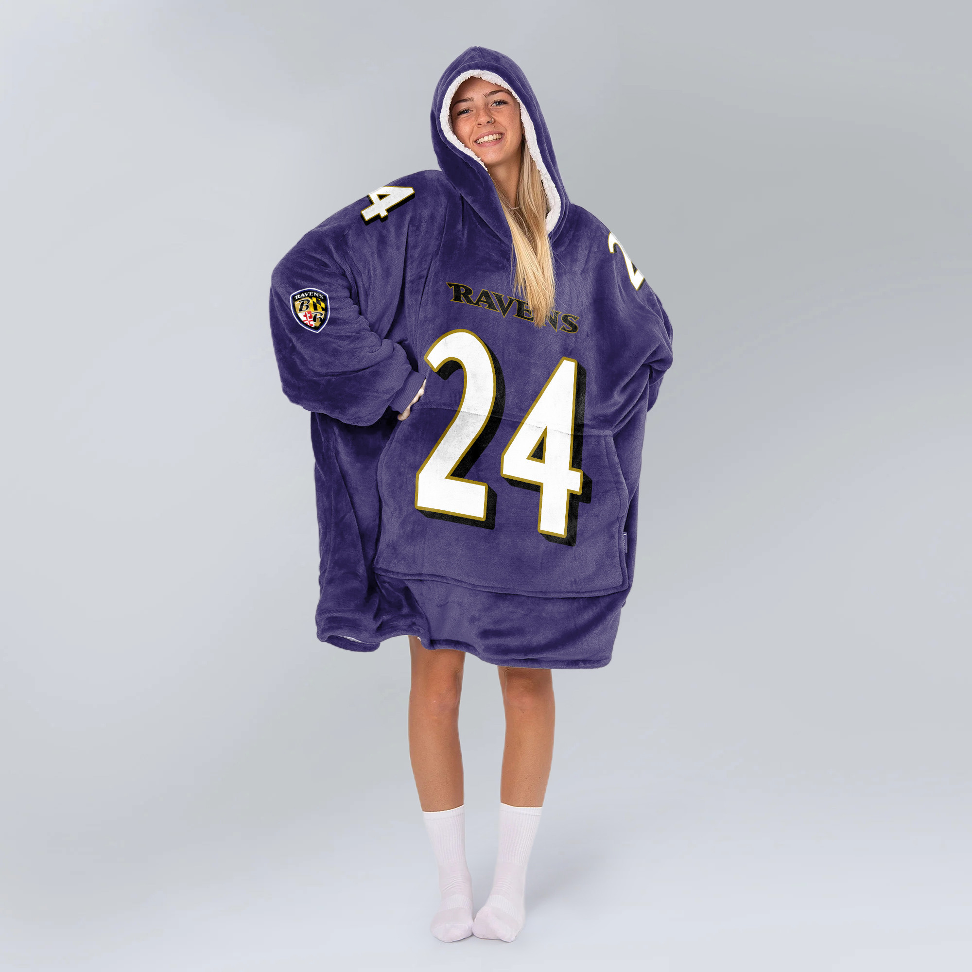 Adult 24 Baltimore Football Unisex Blanket Hoodie