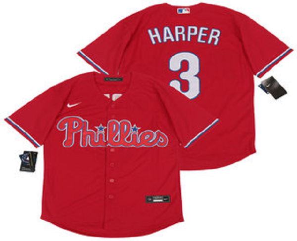 Men's Philadelphia Phillies #3 Bryce Harper Red Stitched MLB Cool Base  Jersey