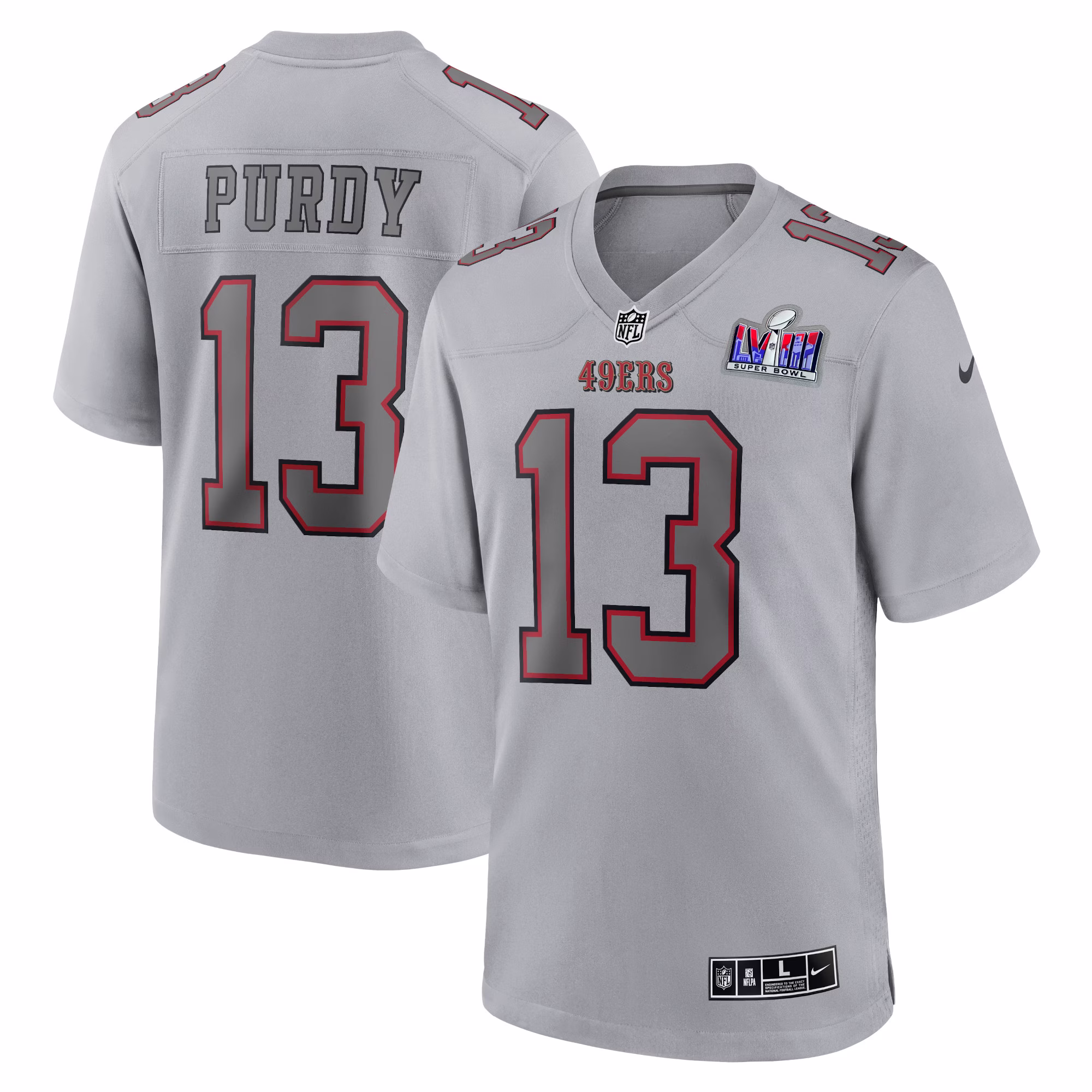 Brock Purdy San Francisco 49ers  2023 Super Bowl LVIII Atmosphere Fashion Game Jersey - Gray
