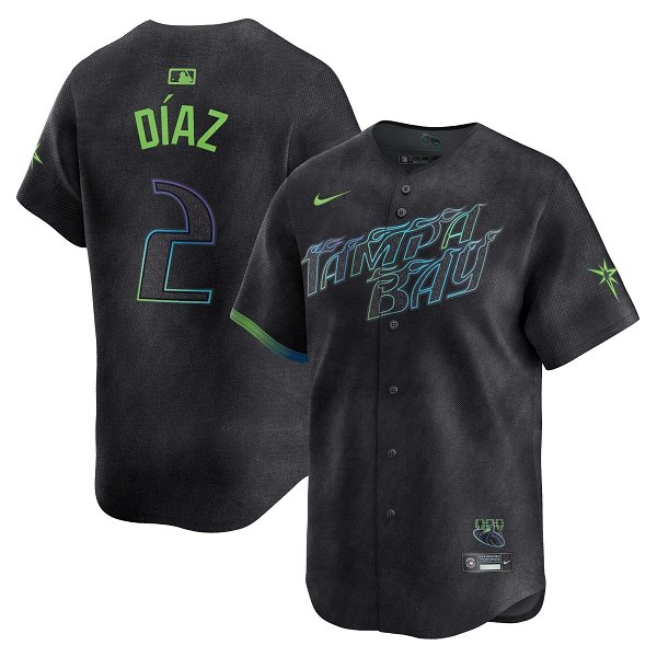 Men's Tampa Bay Rays #2 Yandy Diaz  Charcoal 2024 City Connect Limited Player MLB Jersey
