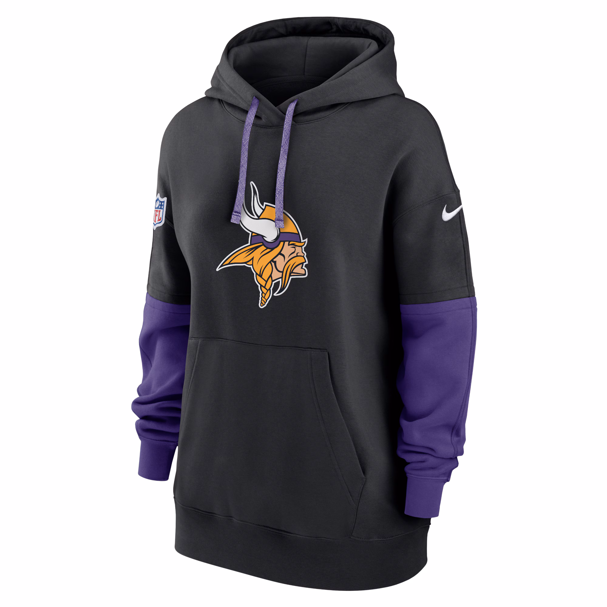 Minnesota Vikings Women's 2024 Sideline Essential Fleece Pullover Hoodie - Black