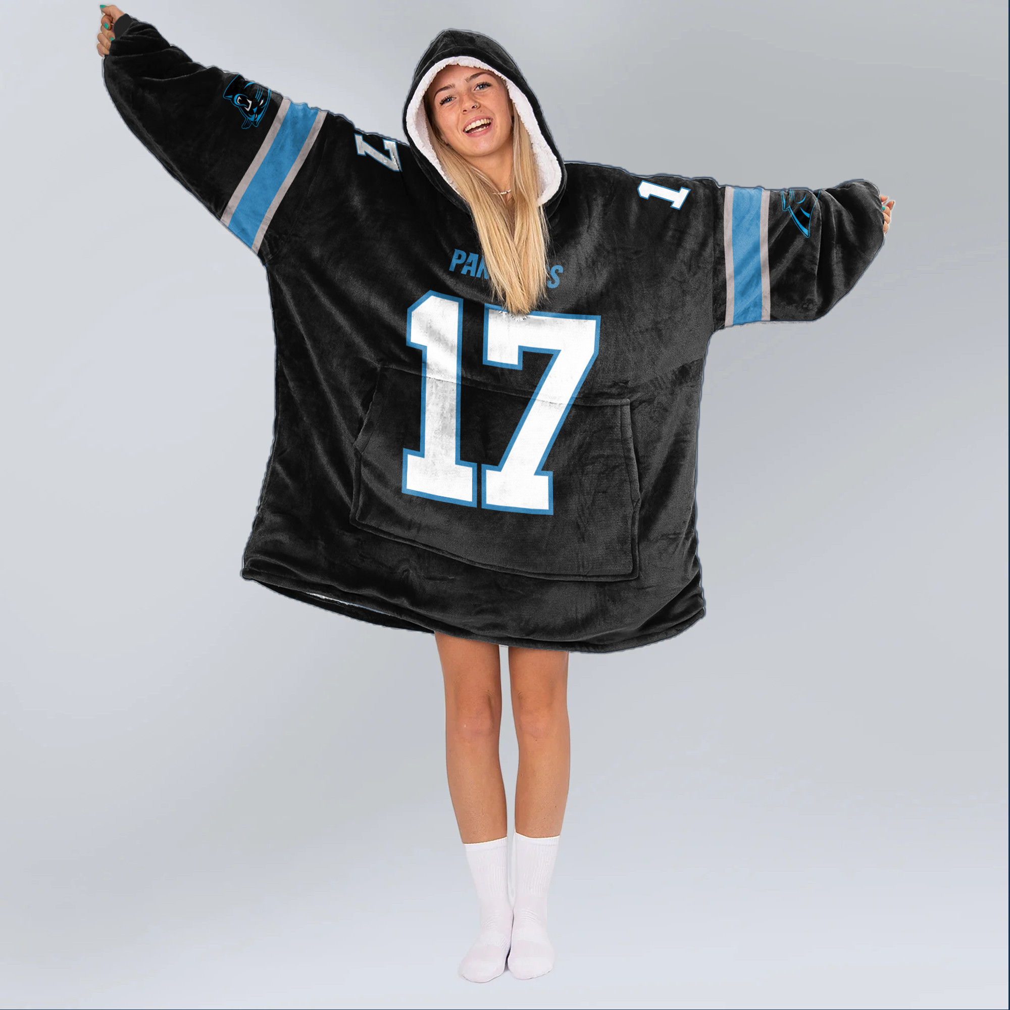 Adult XL 17 Carolina Panthers Football Unisex Blanket Hoodie