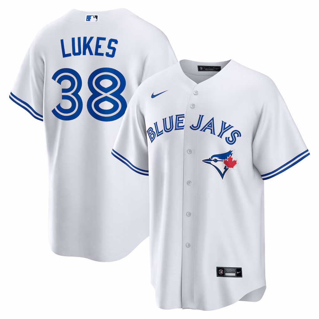 Nathan Lukes #38 Toronto Blue Jays Home Replica Jersey - White