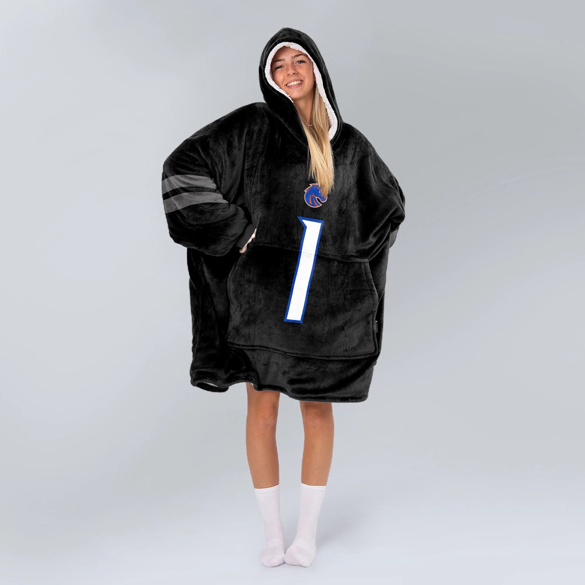 Adult #1 Boise State Football Unisex Blanket Hoodie