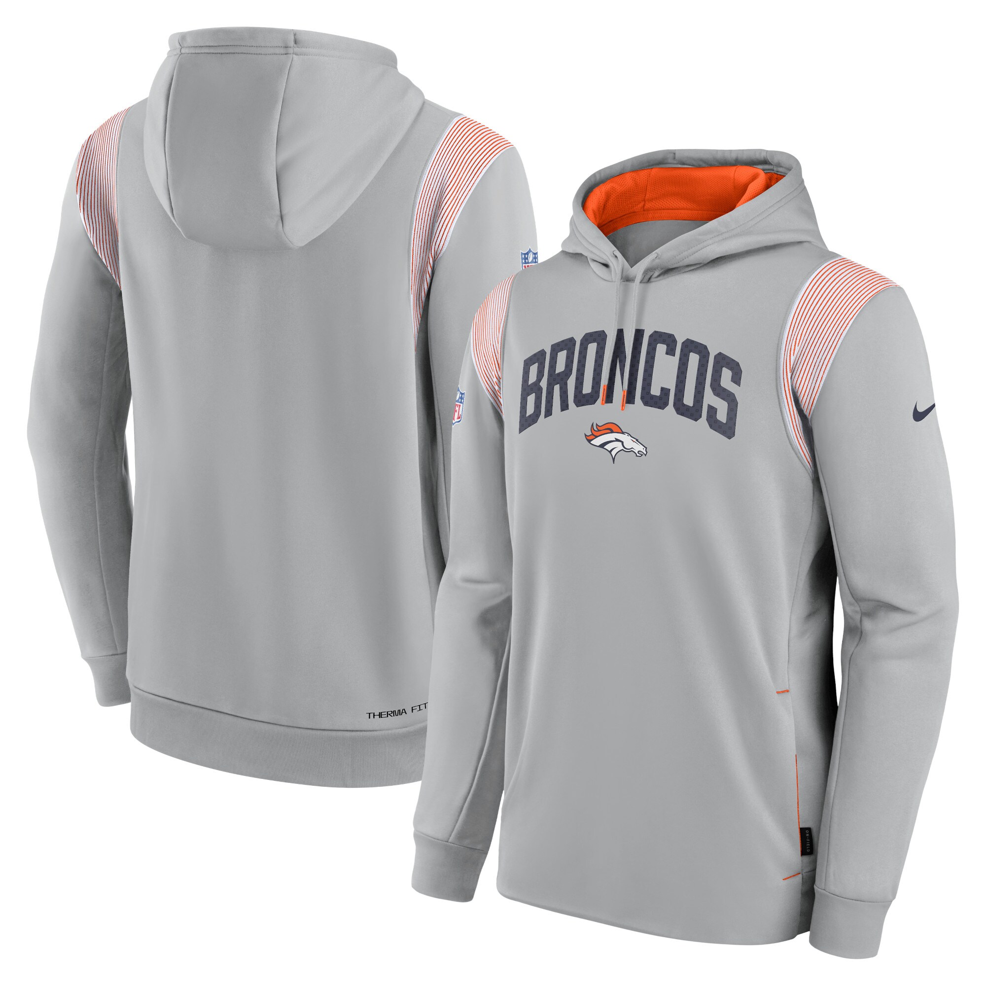 Denver Broncos Sideline Athletic Stack Performance Pullover Hoodie - Gray