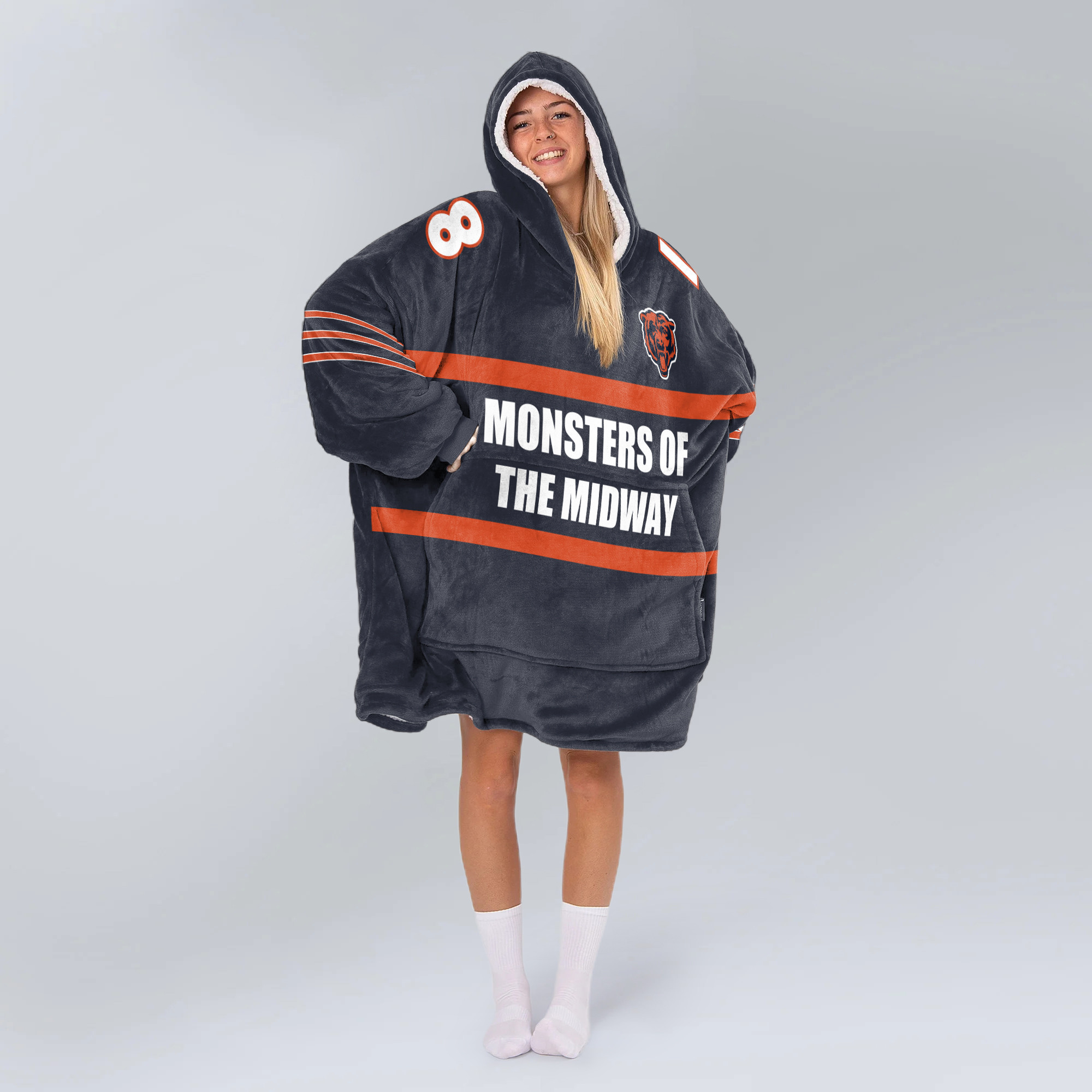 Adult Monsters Of The Midway 18 Chicago Football Unisex Blanket Hoodie