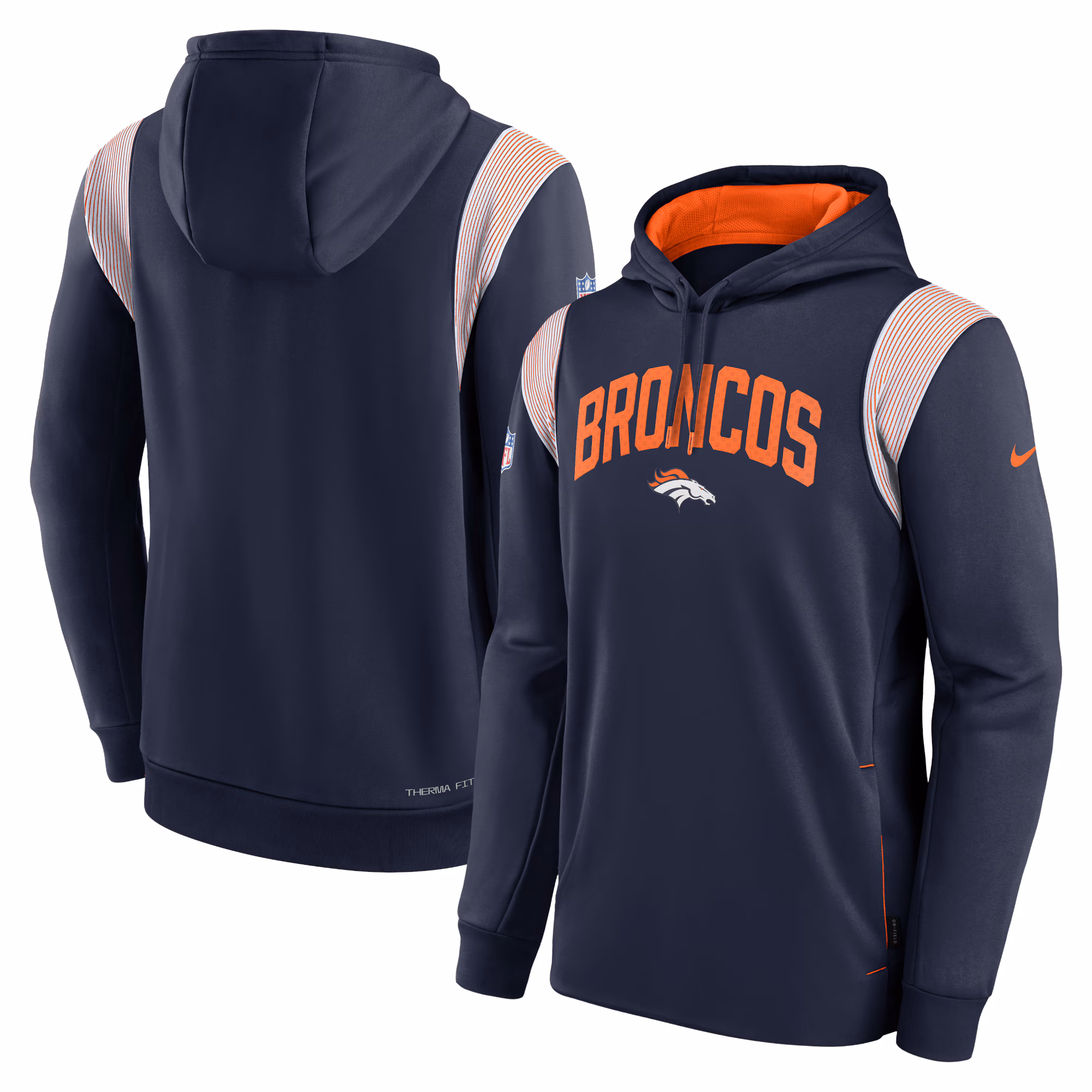Denver Broncos Sideline Athletic Stack Performance Pullover Hoodie - Gray