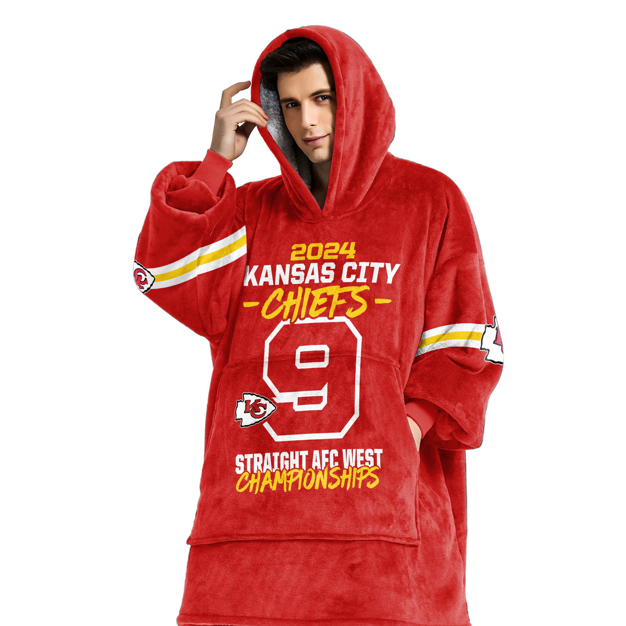 Adult 2024 Kansas City Football Unisex Blanket Hoodie