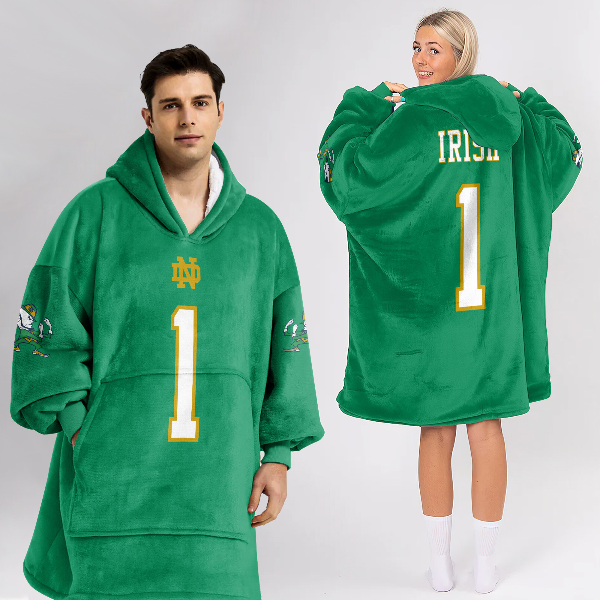 Adult 1 Notre Dame Football Unisex Blanket Hoodie