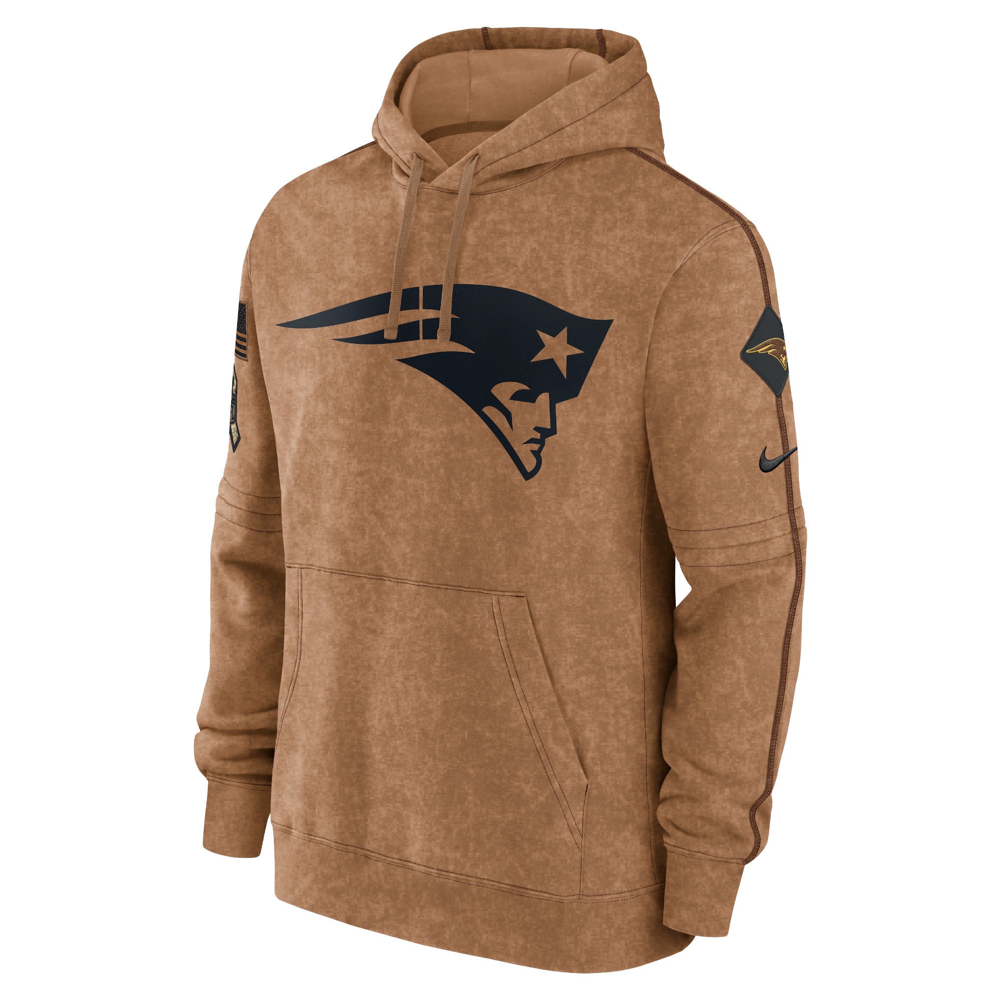 New England Patriots  2023 Salute To Service Club Pullover Hoodie - Brown