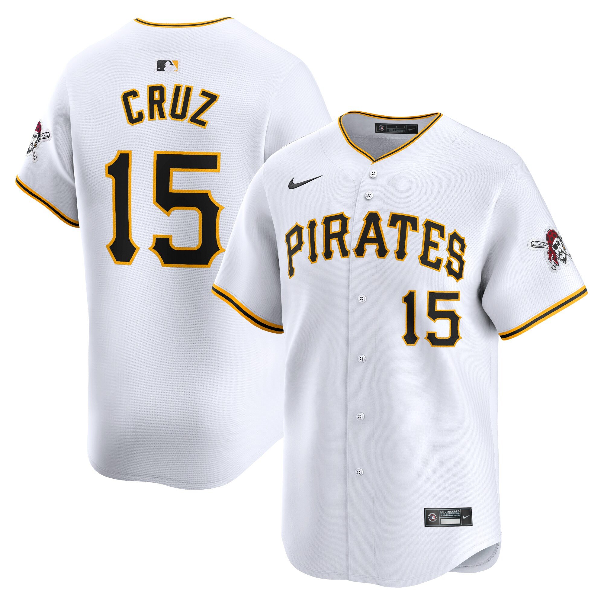 Men's Pittsburgh Pirates #15 Oneil Cruzs  White Home Limited Player Jersey