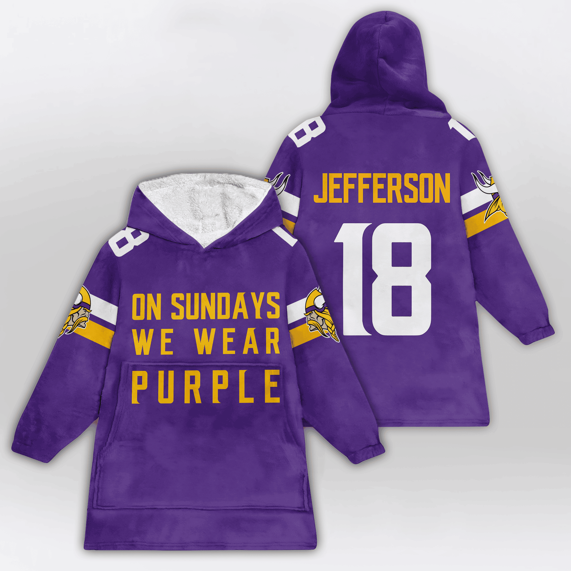 Adult 18 Minnesota Football Unisex Blanket Hoodie