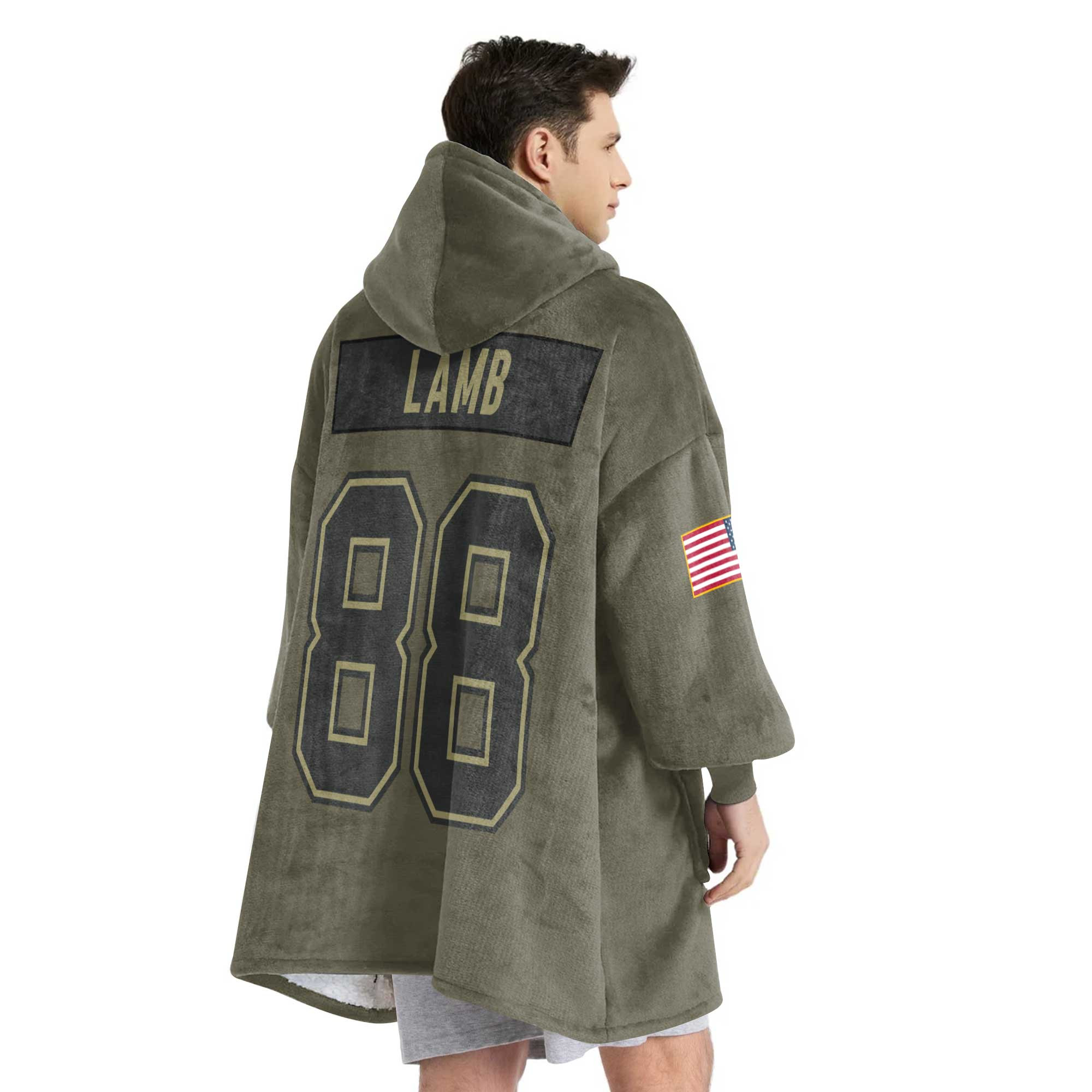 Adult C.L 88 Dallas Football Blanket Hoodie – Olive Salute to Service