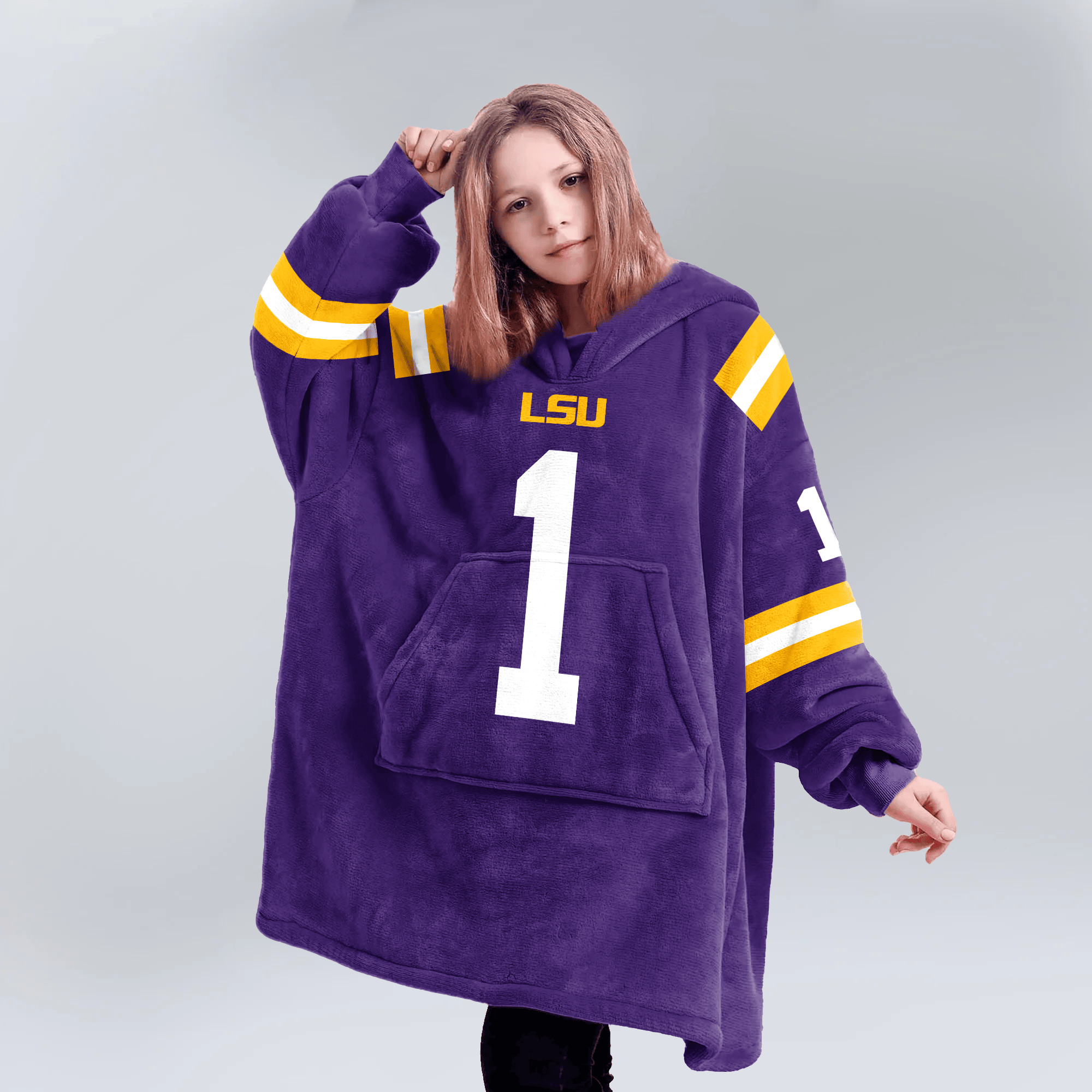 Kid J.C 1 LSU Football Unisex Blanket Hoodie