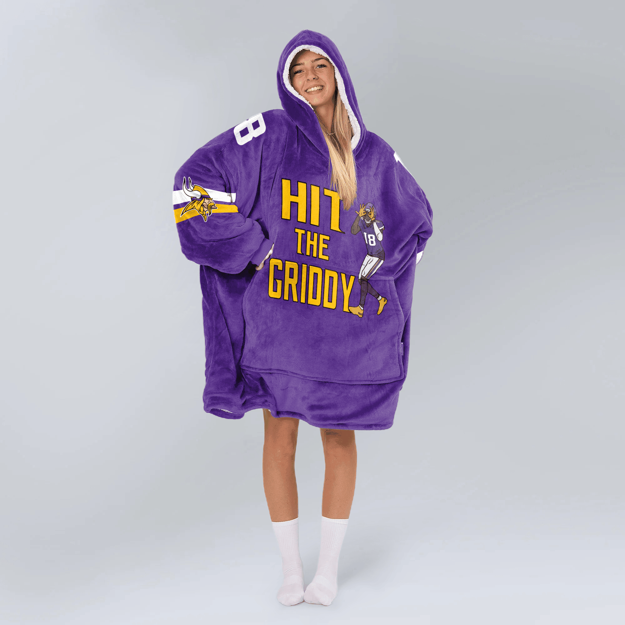 Adult 18 Minnesota Football Unisex Blanket Hoodie