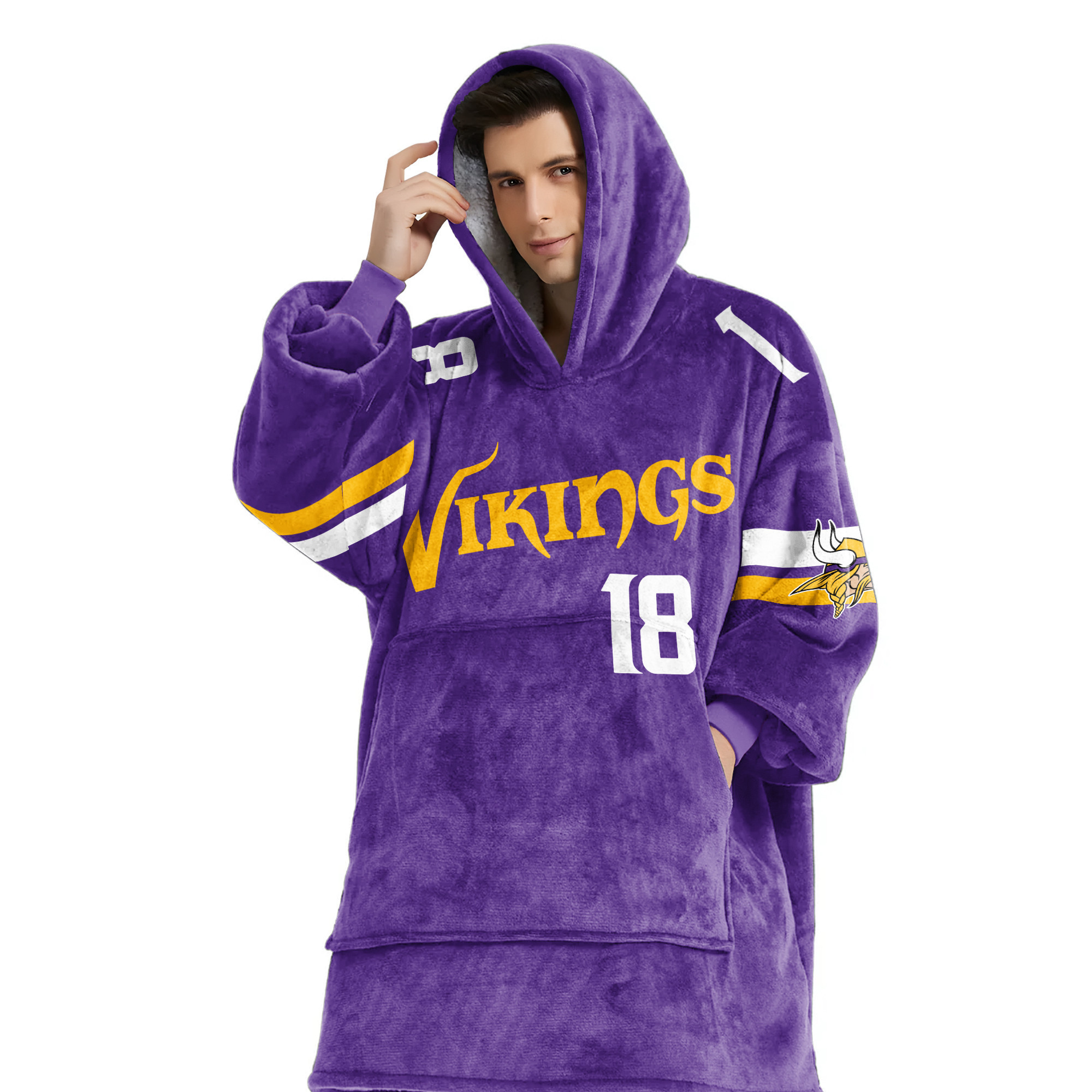 Adult JJ 18 Minnesota Football Unisex Blanket Hoodie