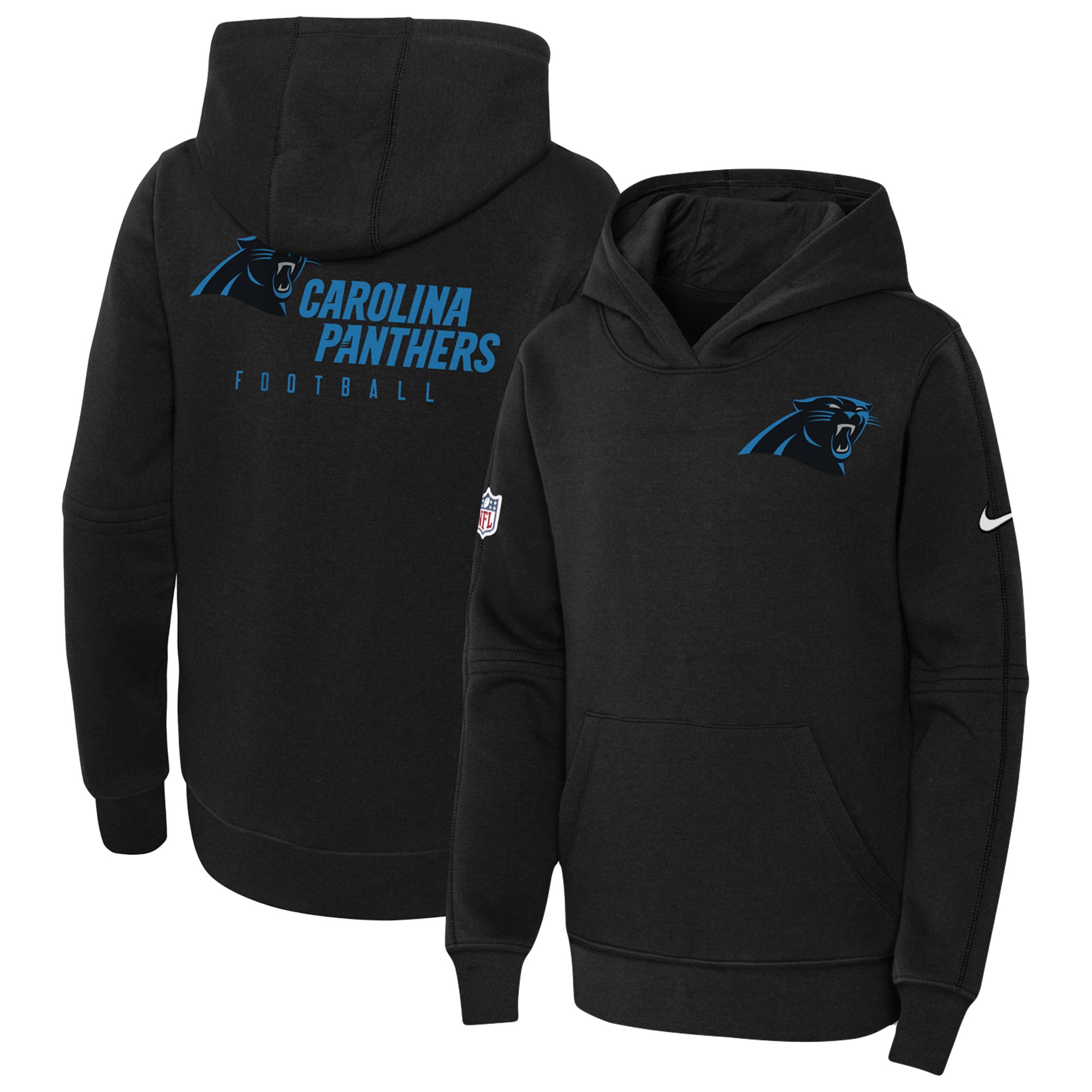 Carolina Panthers  Youth 2023 Sideline Club Fleece Pullover Hoodie - Black