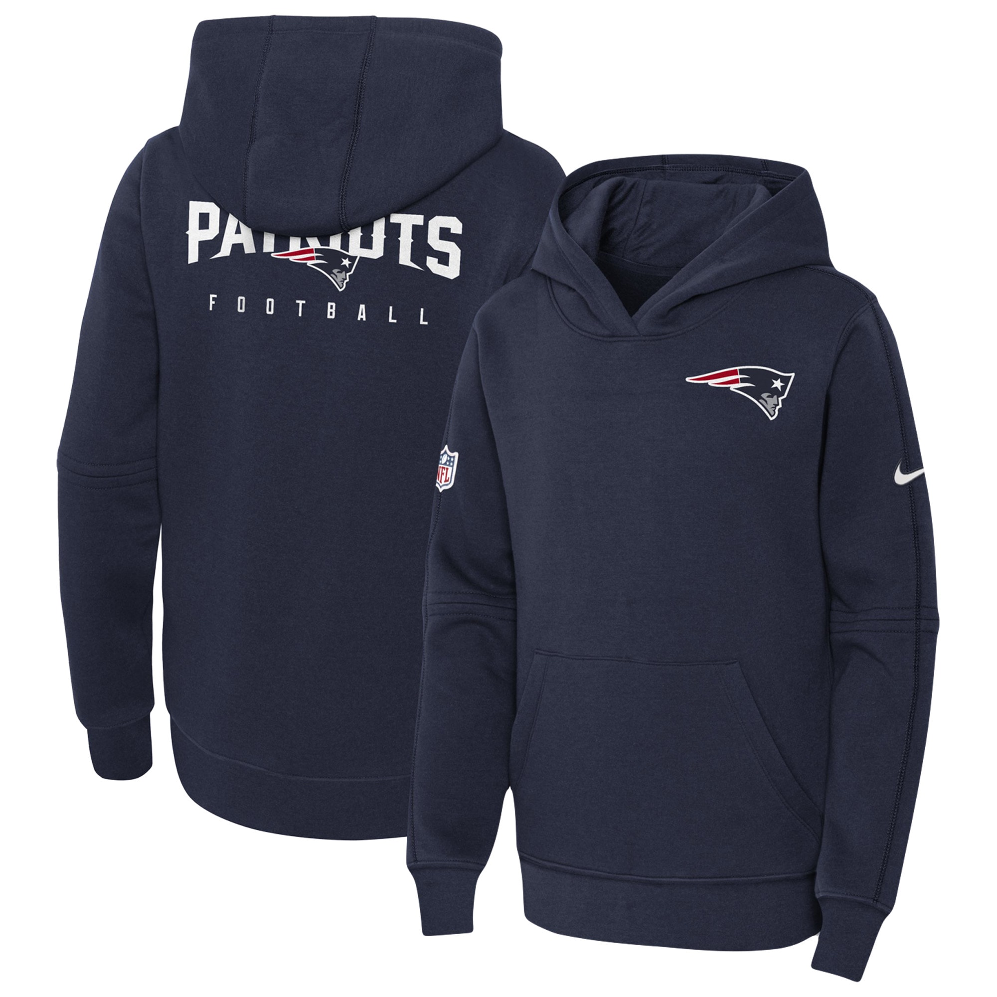 New England Patriots  Youth 2023 Sideline Club Fleece Pullover Hoodie - Navy